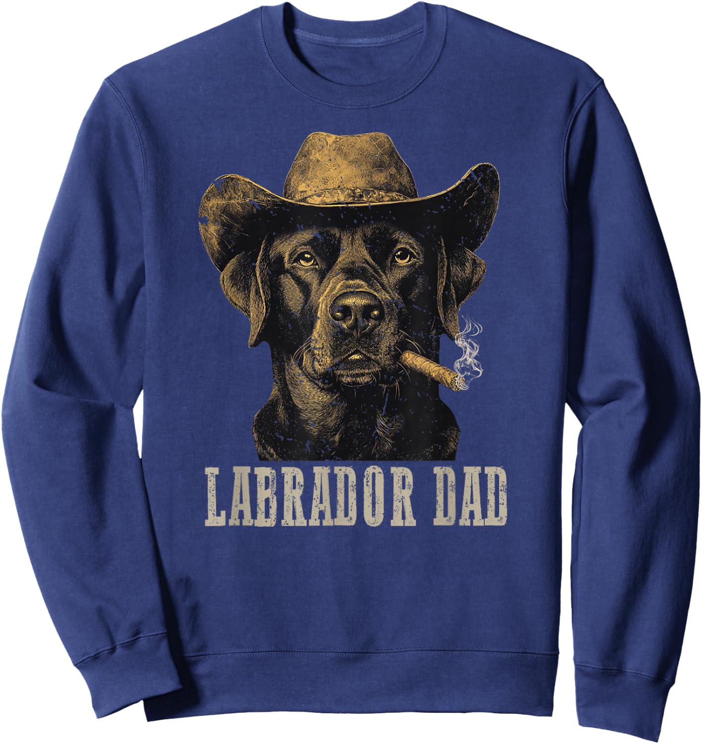 Labrador Dog Vintage Best Labrador Dad Father's Day Sweatshirt - Sweatshirt | Navy