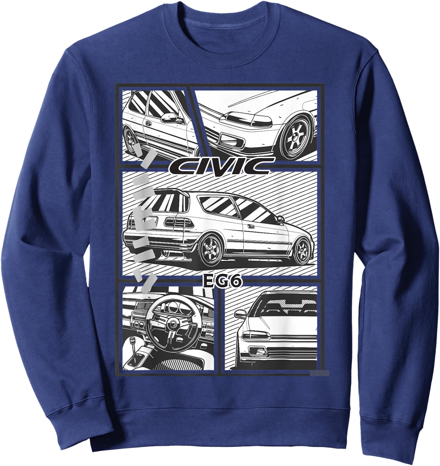 Civic Eg 6 Japanese Car , black Sweatshirt - Sweatshirt | Navy