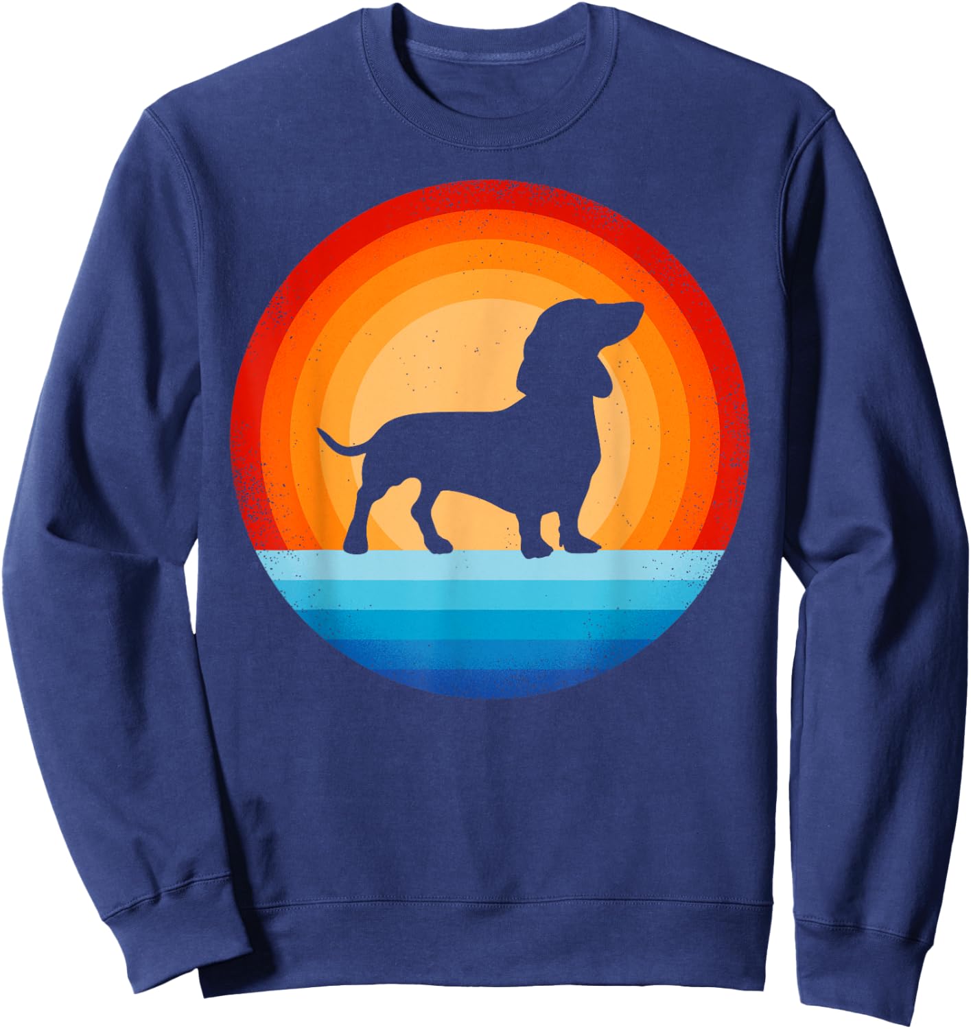 Dachshund Retro Vintage 60s 70s Sunset Wiener Dog Lovers Men Sweatshirt - Sweatshirt | Navy