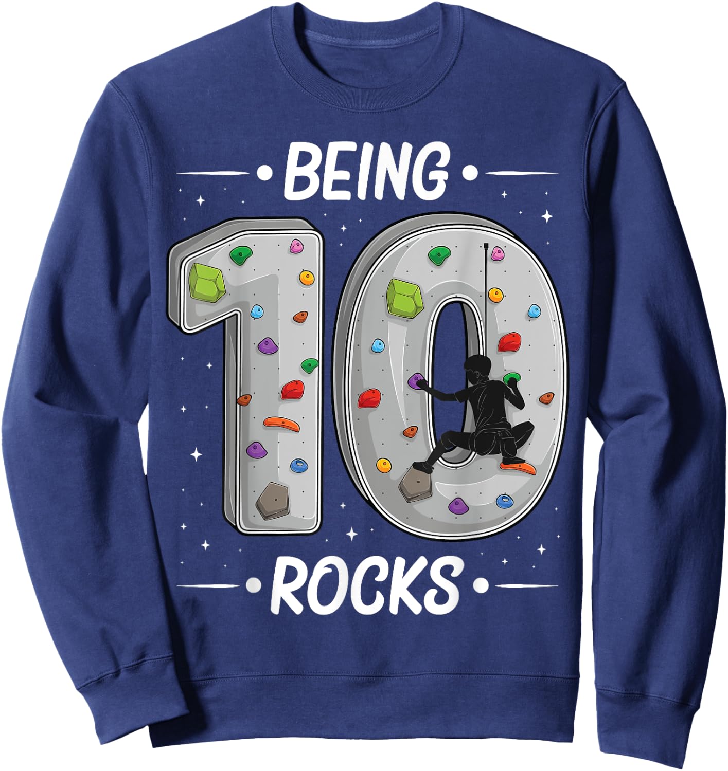 10 year old rock climbing 10th birthday Adventures Climber Sweatshirt - Sweatshirt | Navy