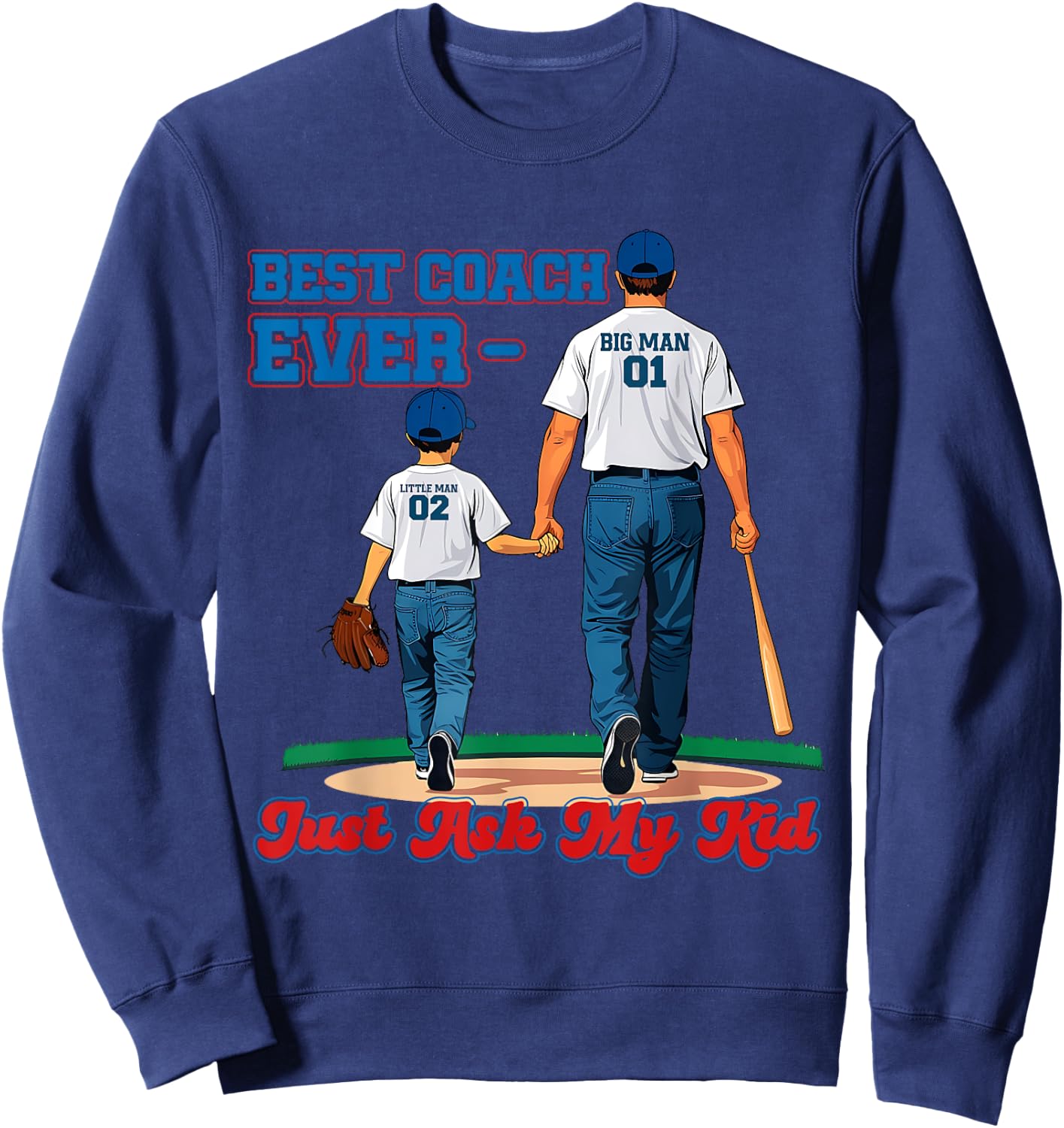 Best Coach Ever Fathers Day Baseball Dad Papa Sports Lover Sweatshirt - Sweatshirt | Navy