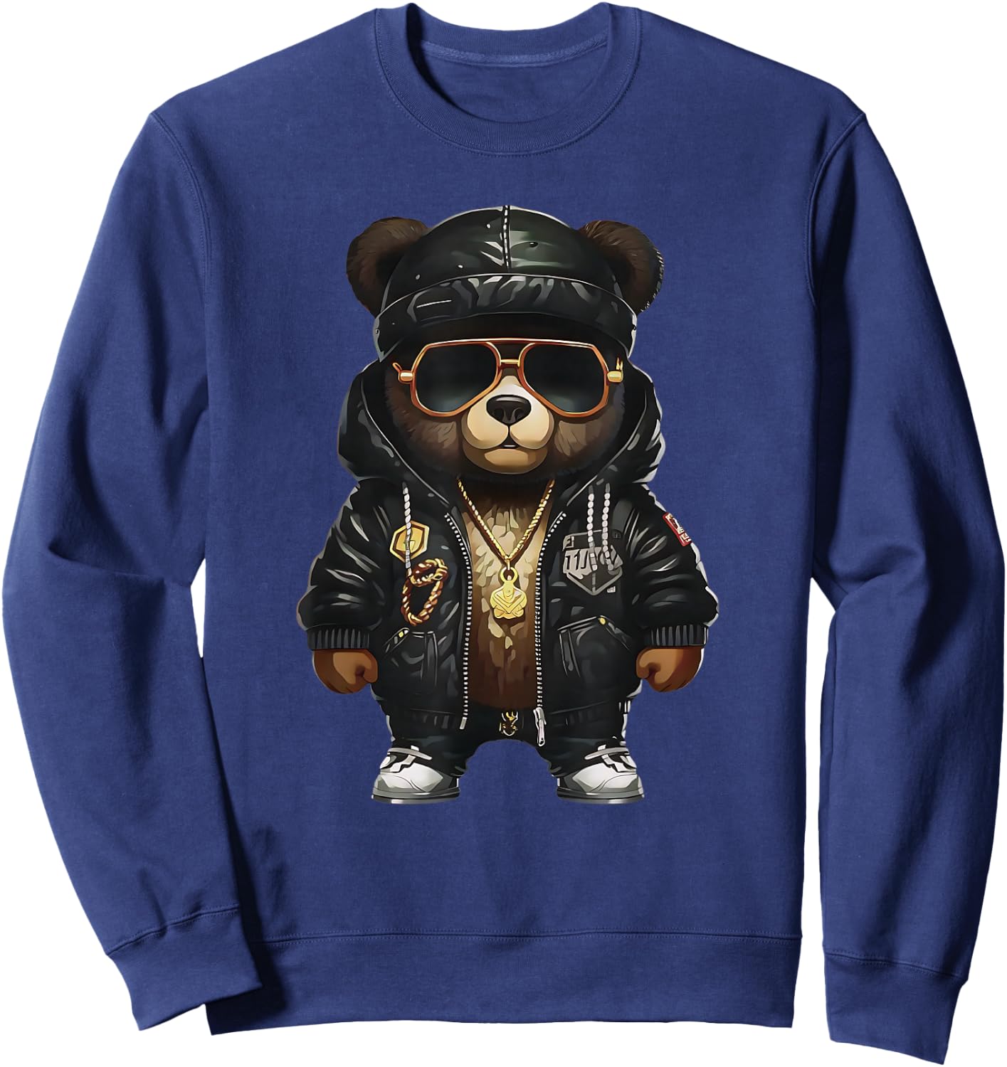 Teddy Fashion Rap Bear Stylish Hip Hop Funny , black Sweatshirt - Sweatshirt | Navy