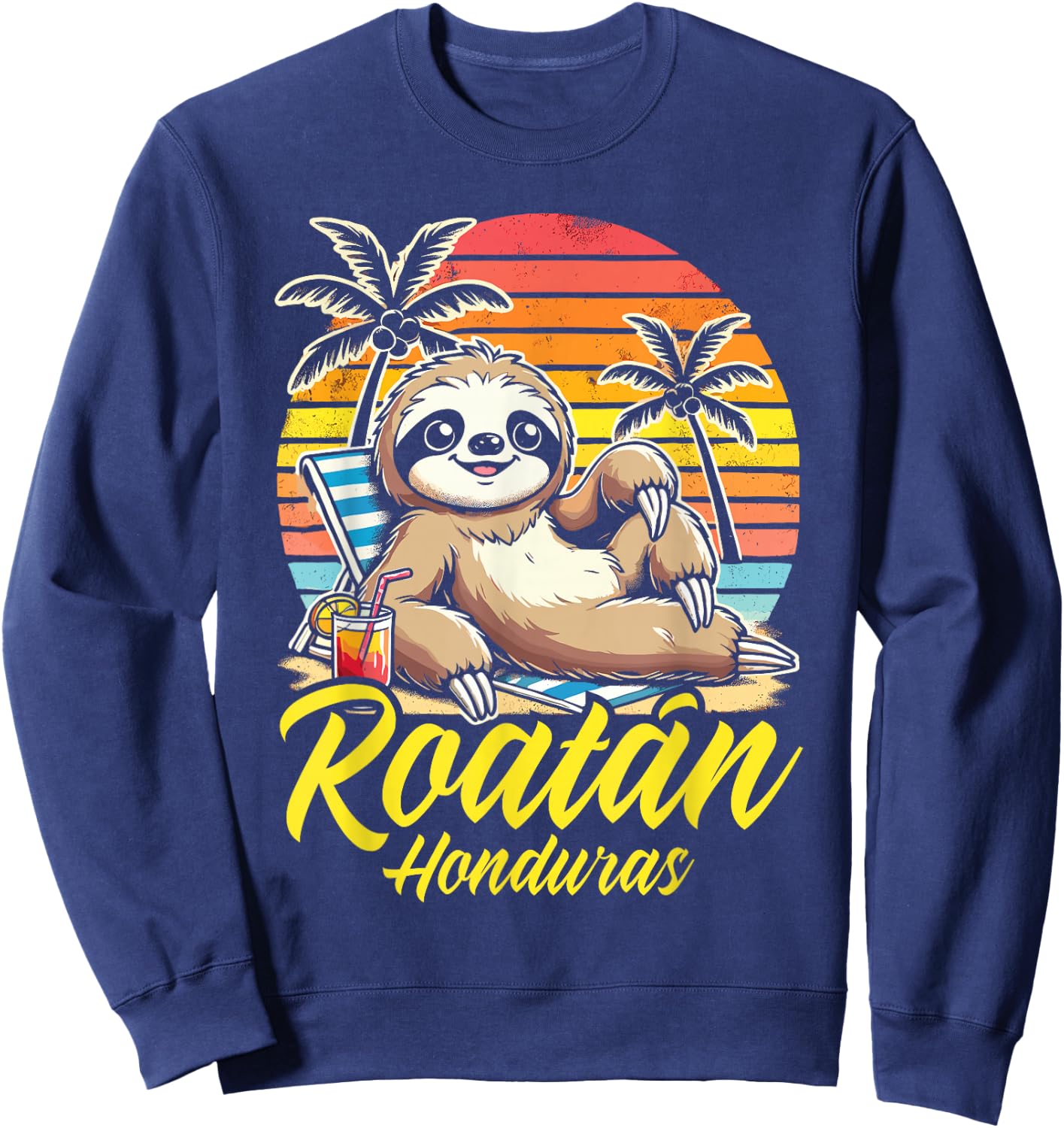 Roatan Sloth, Roatan Honduras Sloth, Roatan Sweatshirt - Sweatshirt | Navy