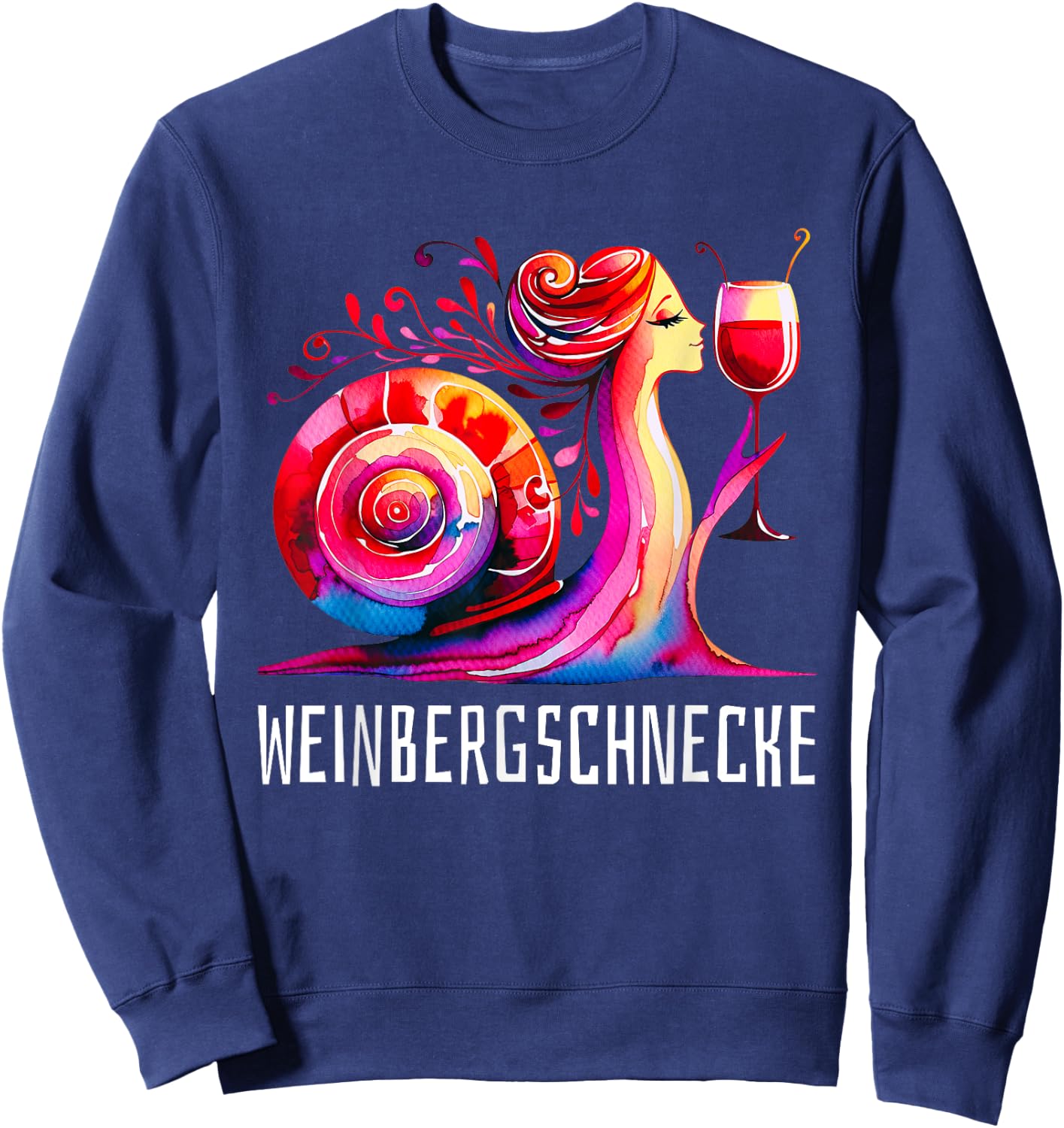 Vineyard Snail Wine Snail Motif Funny Red Wine Party , black Sweatshirt - Sweatshirt | Navy