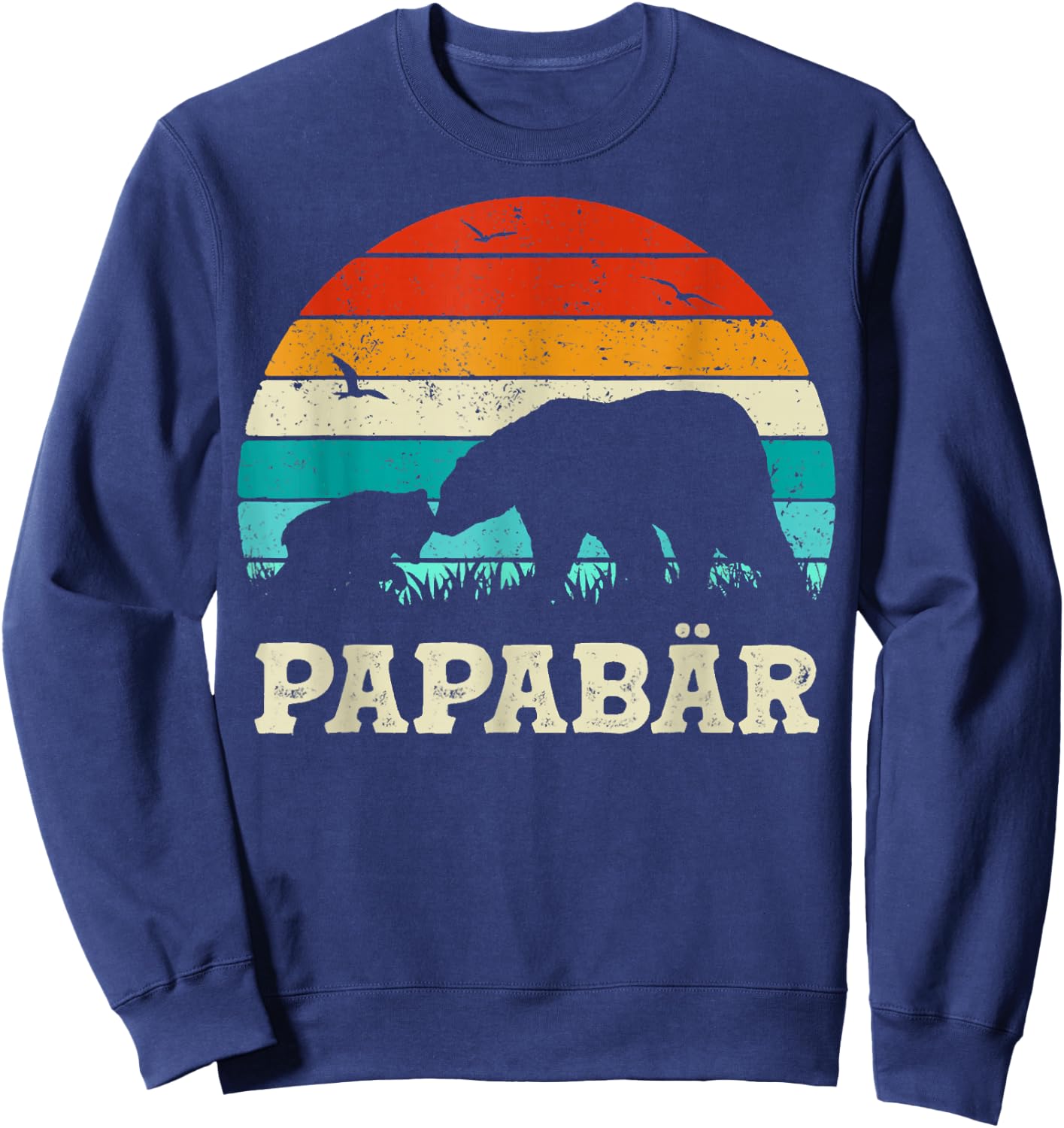 Herren Retro Vater Baby Sohn Tochter Bär Papa Vatertag Sweatshirt - Sweatshirt | Navy
