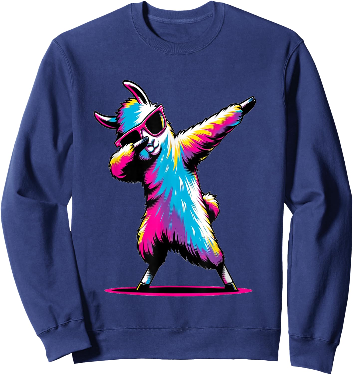 Dabbing Llama with sunglasses Dancing Dab Llama motif Sweatshirt - Sweatshirt | Navy