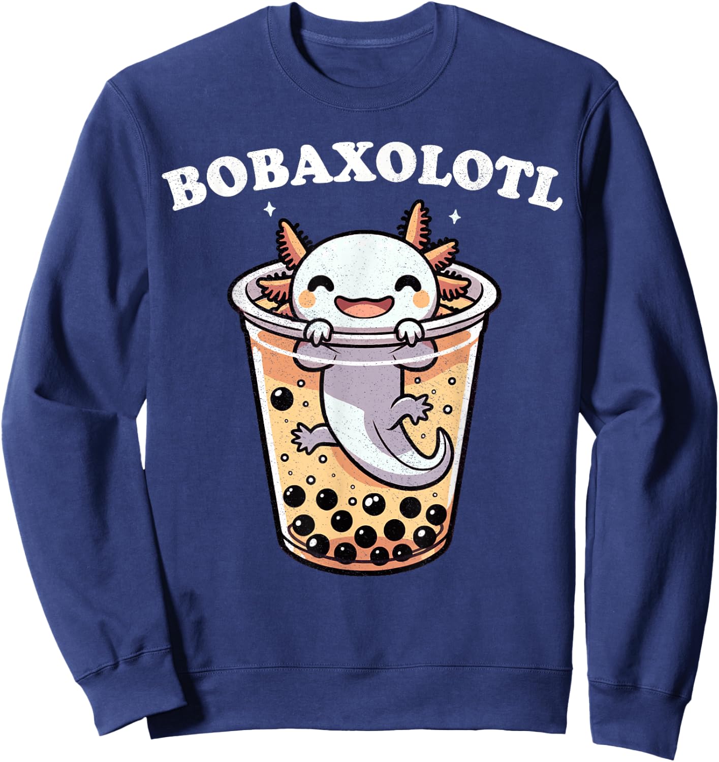 Axolotl Boba Tea Bubble Tea Milk Tea Anime Axolotl Funny Sweatshirt - Sweatshirt | Navy