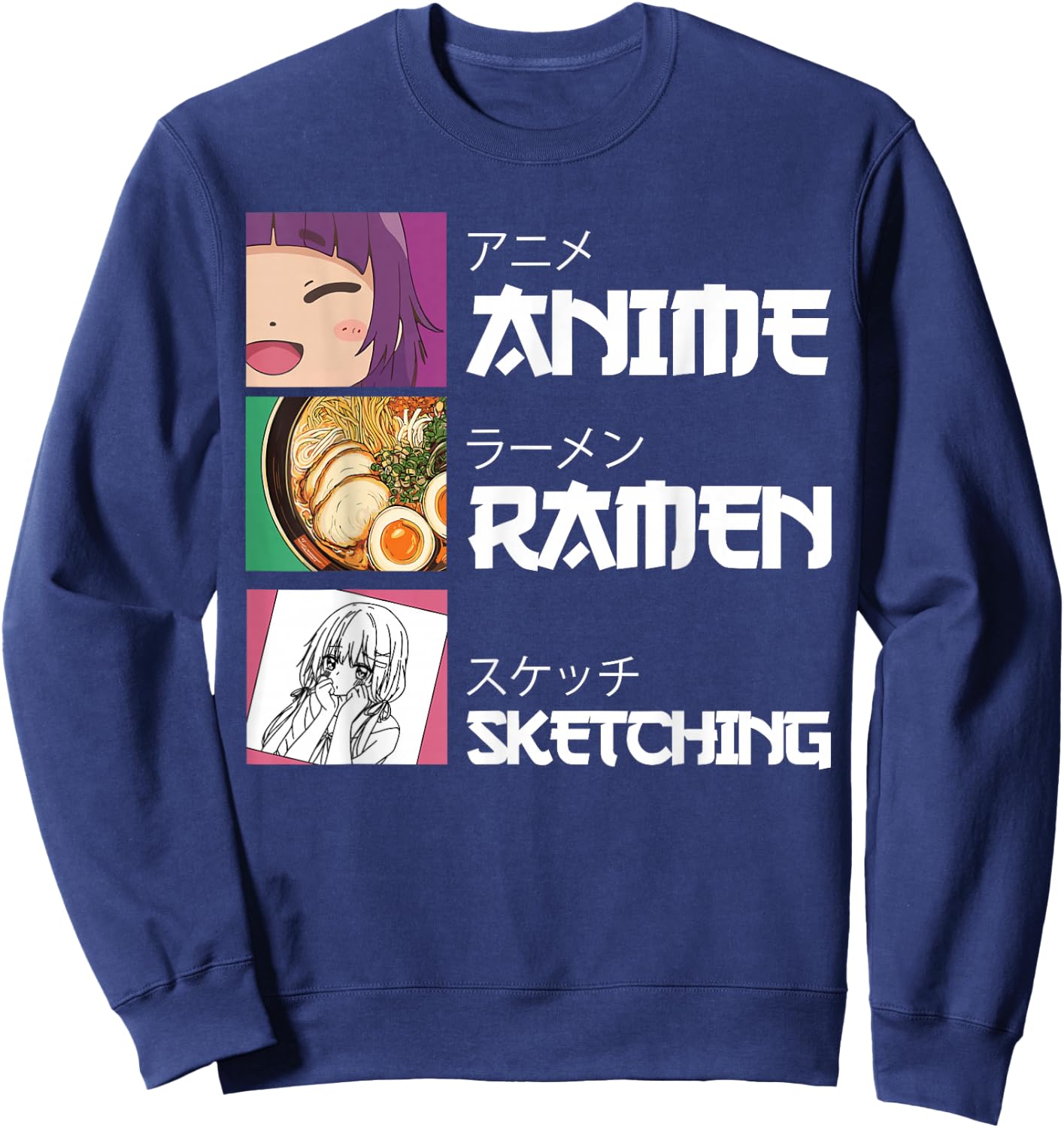 Anime Ramen Sketching Japanese Otaku Sweatshirt - Sweatshirt | Navy