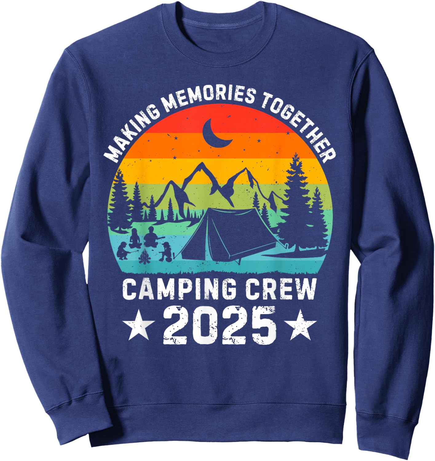 Family Camping Crew 2025 Outdoor Camper Group Matching Sweatshirt - Sweatshirt | Navy