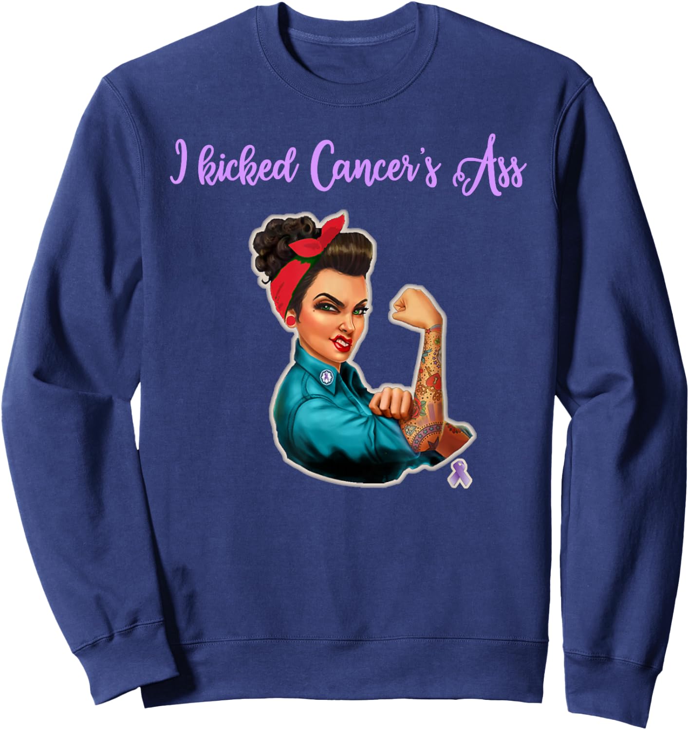 I Kicked Cancers Ass Cancer Survivors Sweatshirt - Sweatshirt | Navy