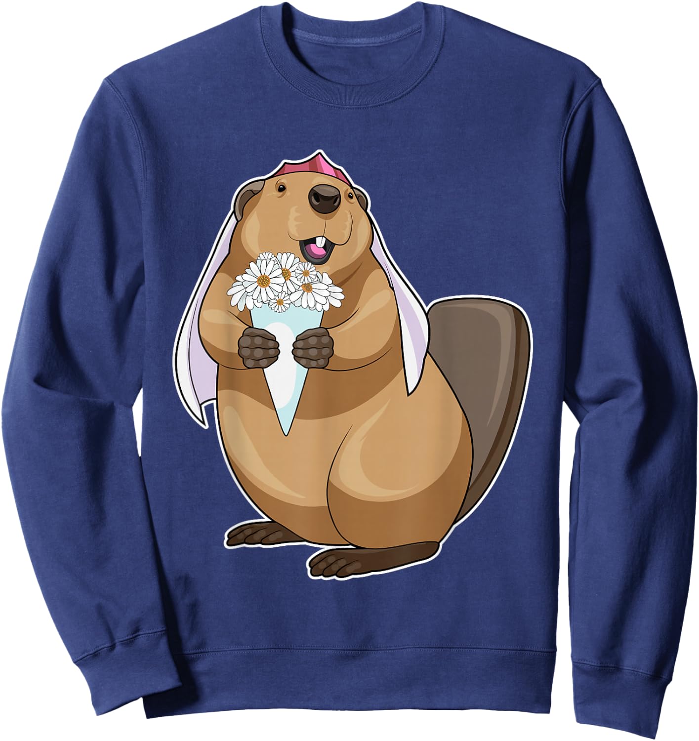 Beaver Bride Bridal bouquet Wedding Sweatshirt - Sweatshirt | Navy