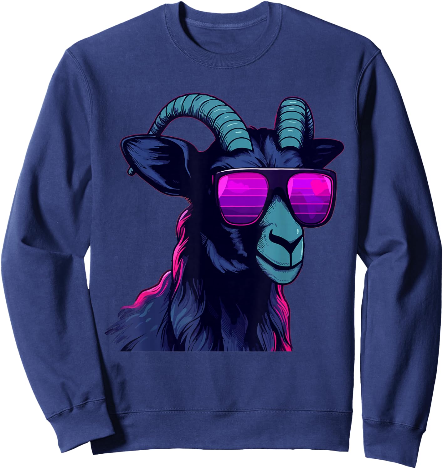 Funny Goat Wearing Sunglasses Graphic Farmer Farming Farm Sweatshirt - Sweatshirt | Navy