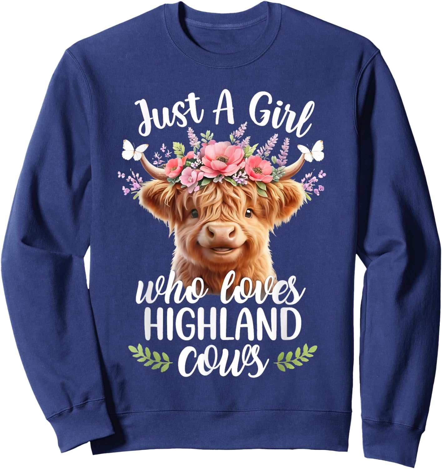 Just a Girl Who Loves Highland Cows Animal Lovers Sweatshirt - Sweatshirt | Navy