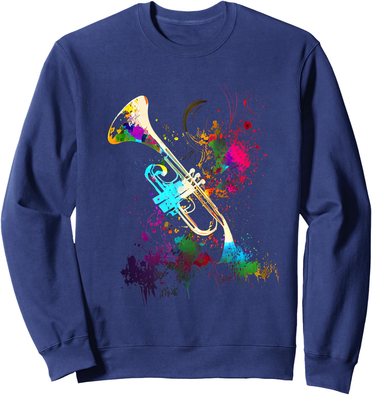 Trompete Spieler Musiker Geschenke & Designs - Erwachsene - Trompete - Black, Multicolored - S - Kurzarm - Crew-Kragen - Klassisch - Casual - Small - US - Regulär Sweatshirt - Sweatshirt | Navy