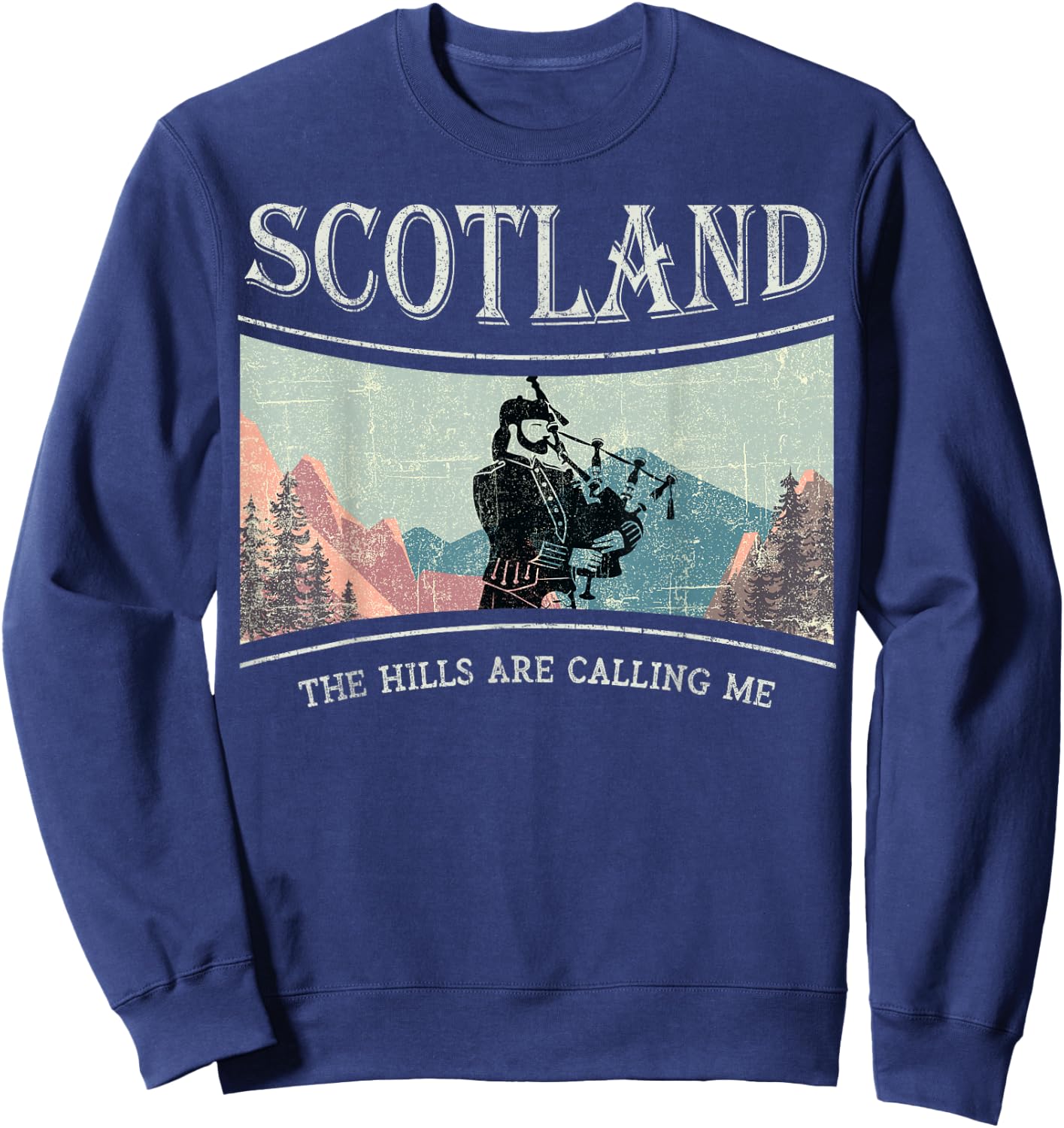 Scotland wilderness Scottish Highlands bagpipes mountains Sweatshirt - Sweatshirt | Navy