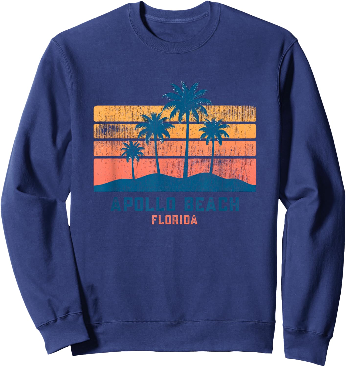 Apollo Beach Florida Retro Vintage Souvenir Sun Sweatshirt - Sweatshirt | Navy