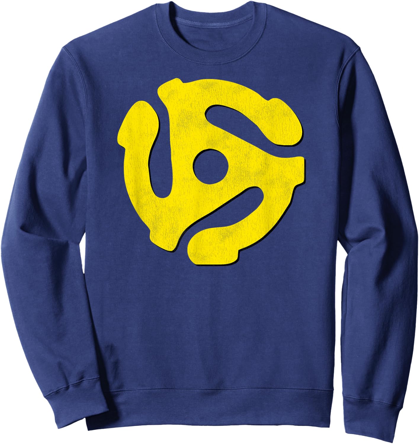 Music Geek, Retro 45 rpm Yellow Record Adaptor Vinyl Lovers Sweatshirt - Sweatshirt | Navy