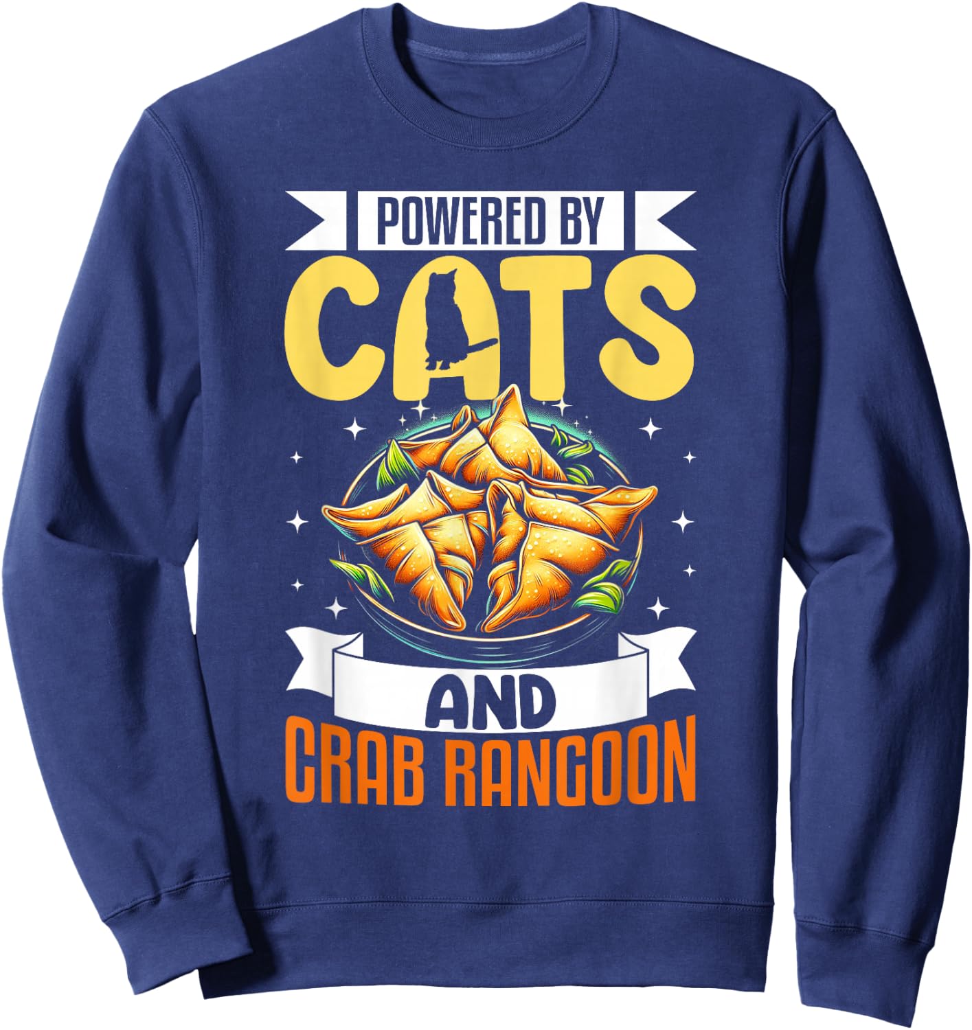 Crab Rangoon Shirt Funny Cat Lover Seafood Crab Rangoon Sweatshirt - Sweatshirt | Navy