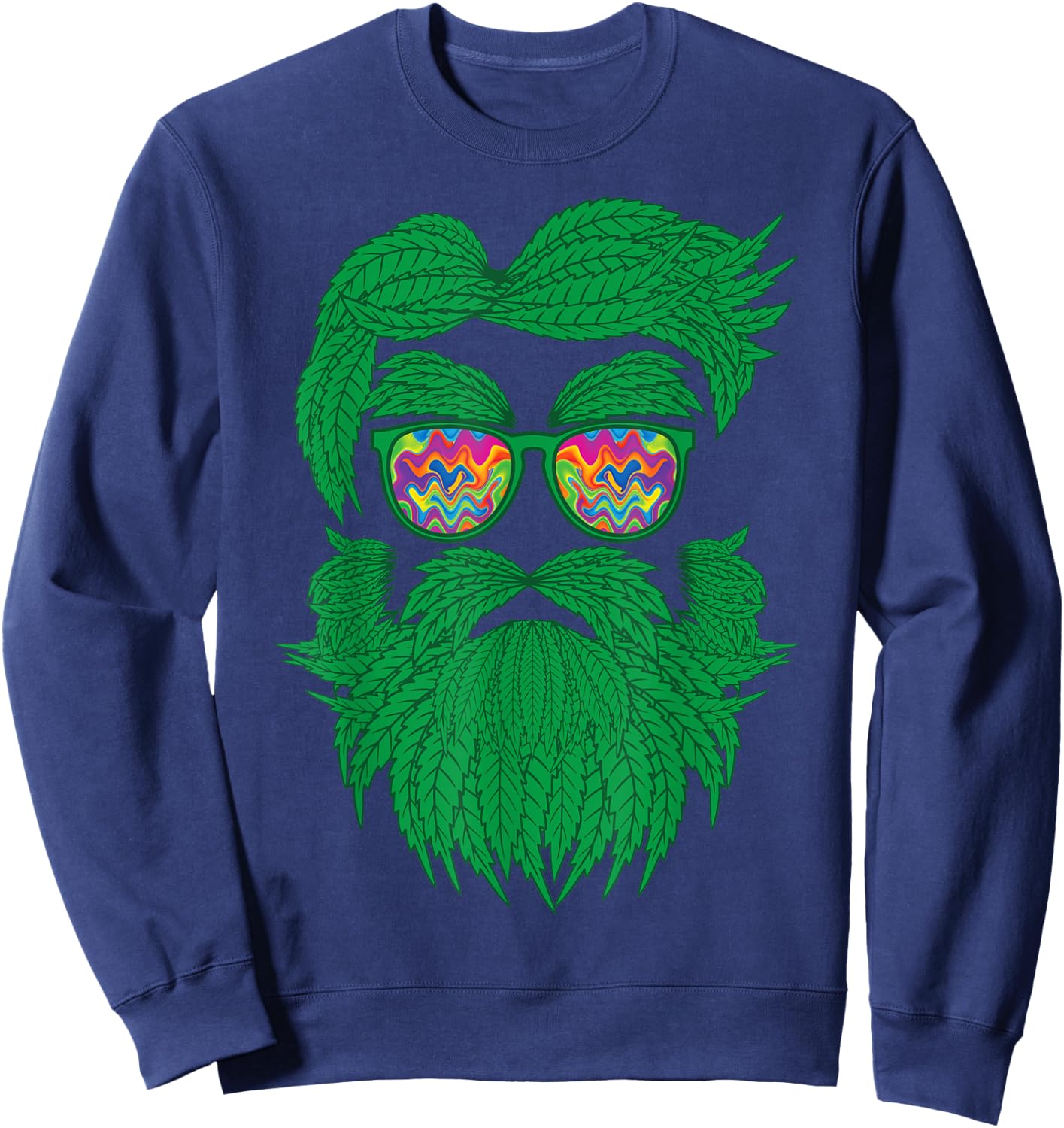 Weed Beard Sunglasses 420 Cannabis Marijuana Stoner Gift Sweatshirt - Sweatshirt | Navy