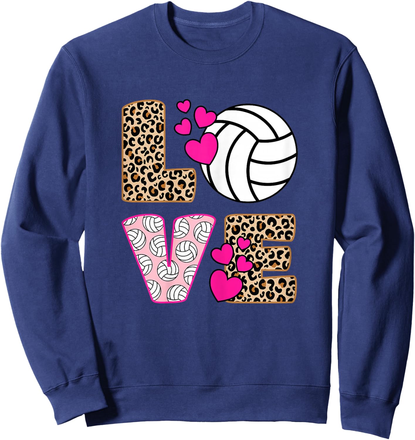 Love Volleyball Women Girls Volleyball Player , black Sweatshirt - Sweatshirt | Navy