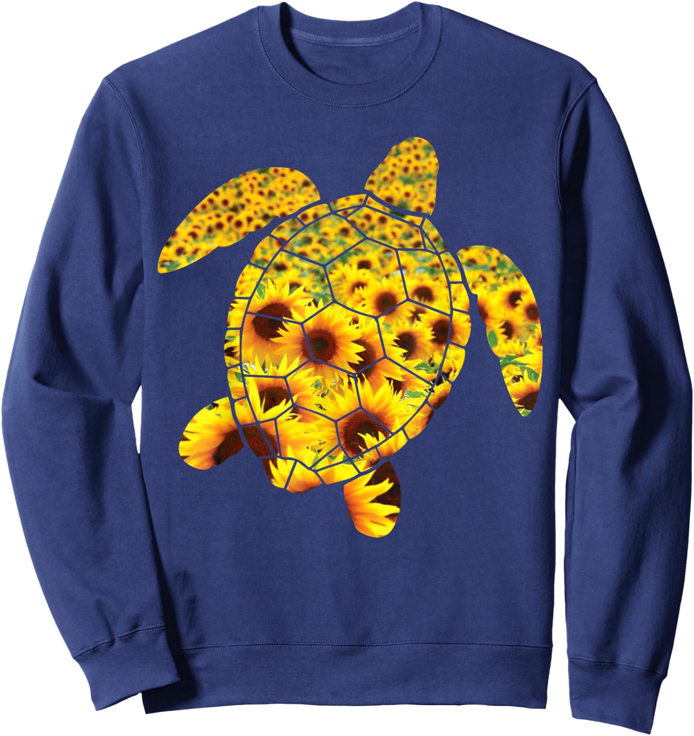 Sunflower Sea Turtle Family Members Beautiful Flower Summer Men Women Kids Sweatshirt - Sweatshirt | Navy