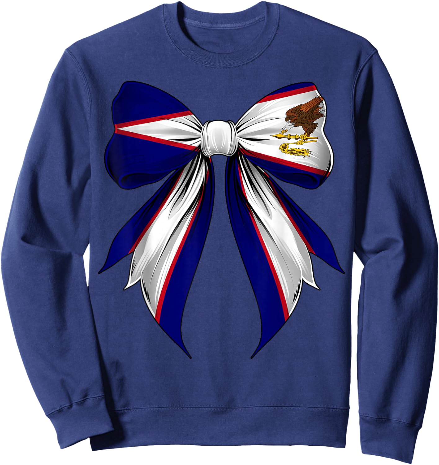 American Samoa Flag American Samoan Pride Coquette Ribbon Sweatshirt - Sweatshirt | Navy