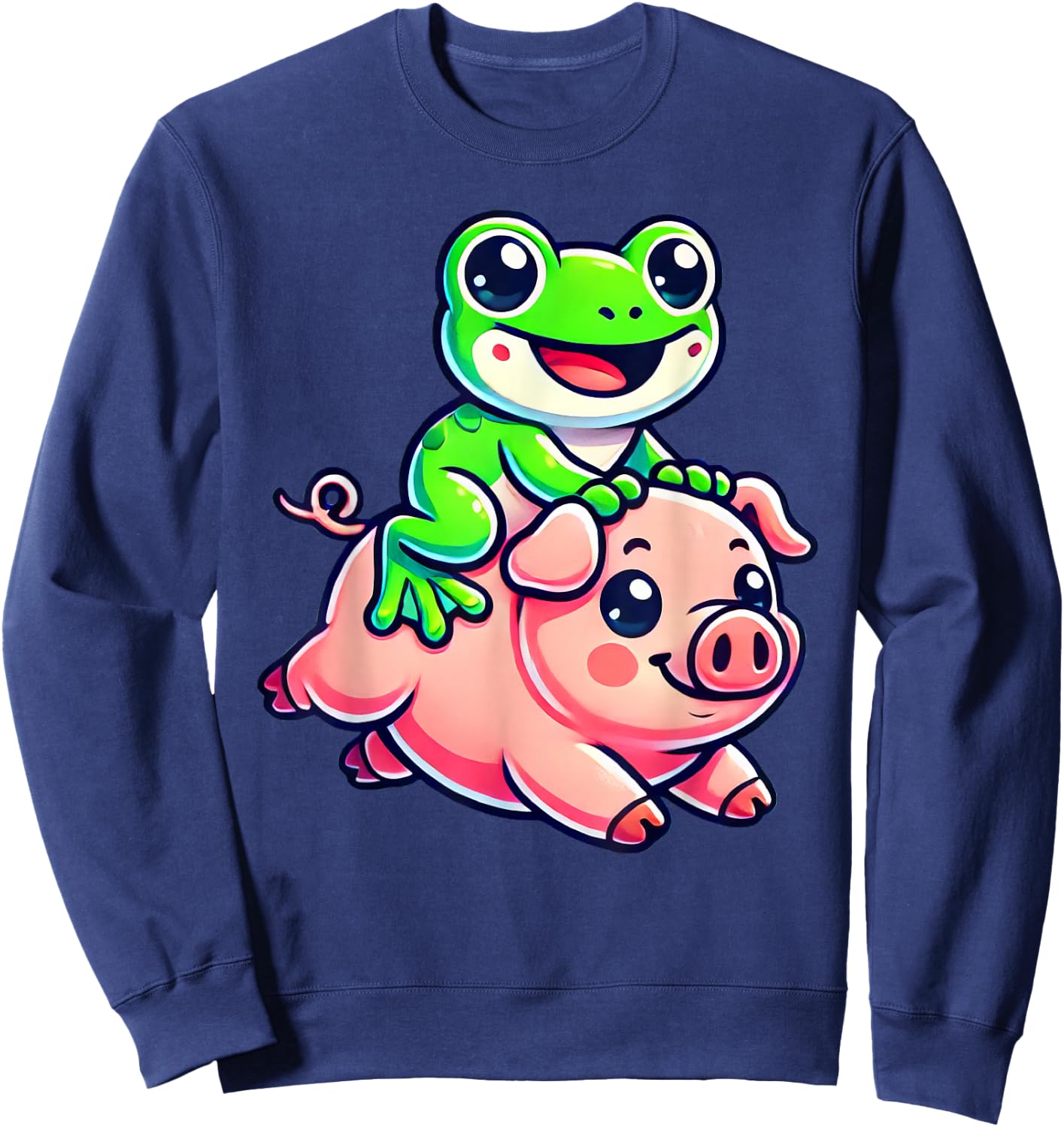 Kawaii Frog Pig Sweatshirt - Sweatshirt | Navy