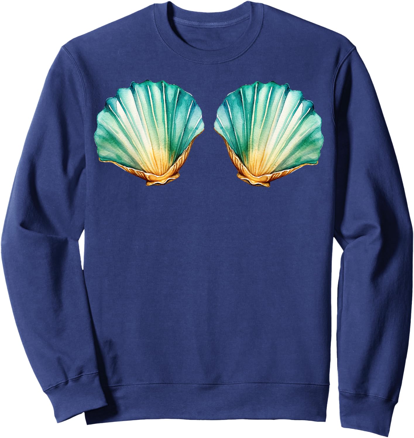 Mermaid Sea Shell Bra Costume Funny Costume Mermaid Sweatshirt - Sweatshirt | Navy