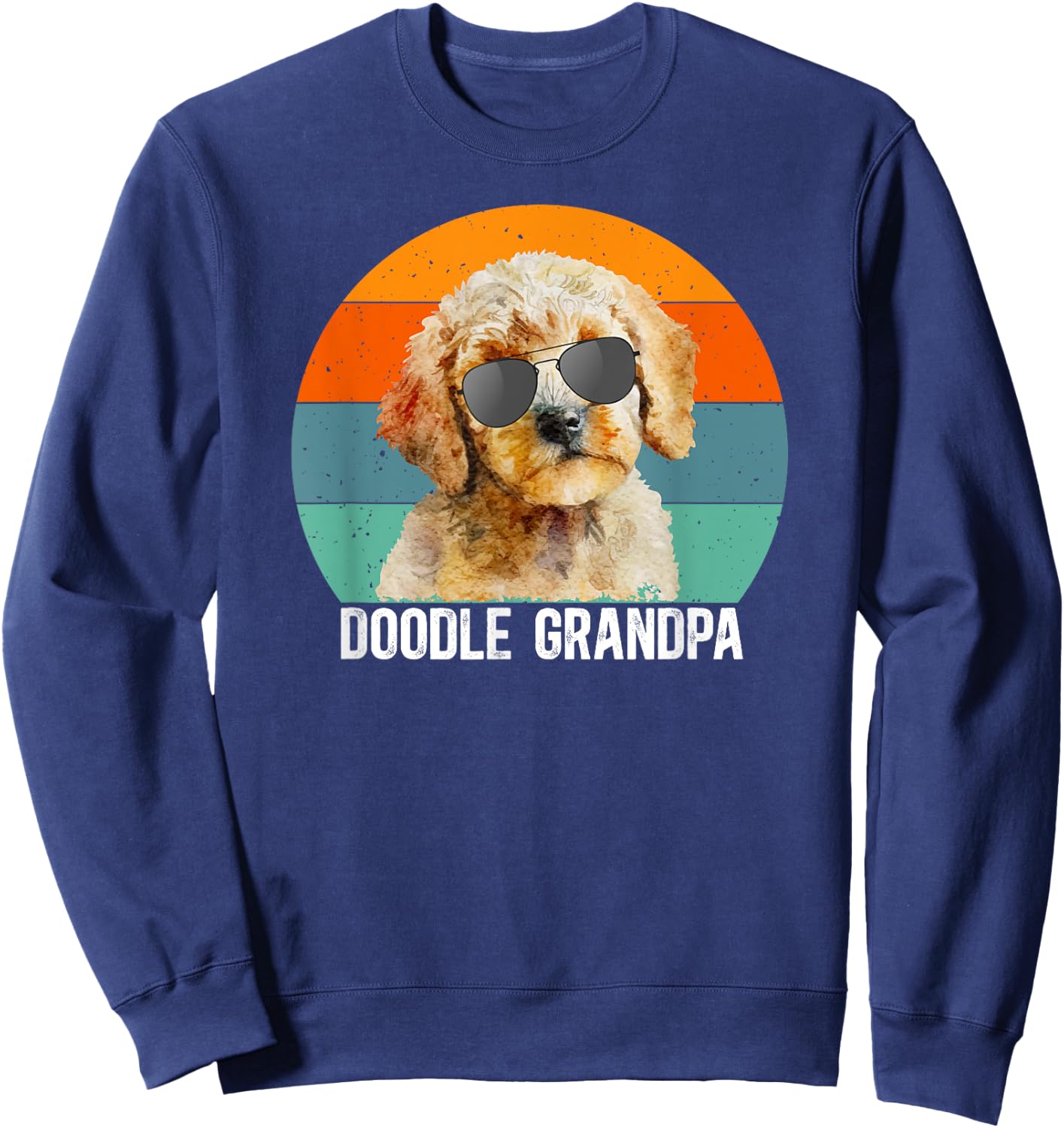 Doodle Grandpa Of A Goldendoodle Grandfather Retro Sweatshirt - Sweatshirt | Navy