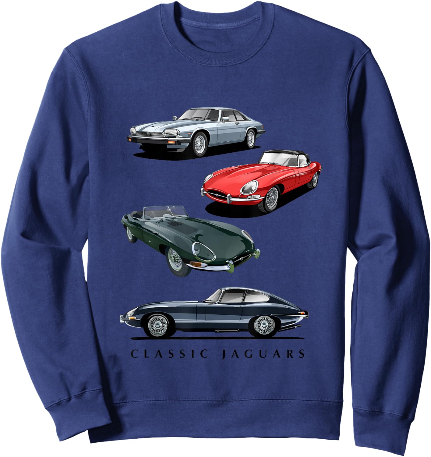 British Sports Cars - Classic Jaguars Sweatshirt - Sweatshirt | Navy