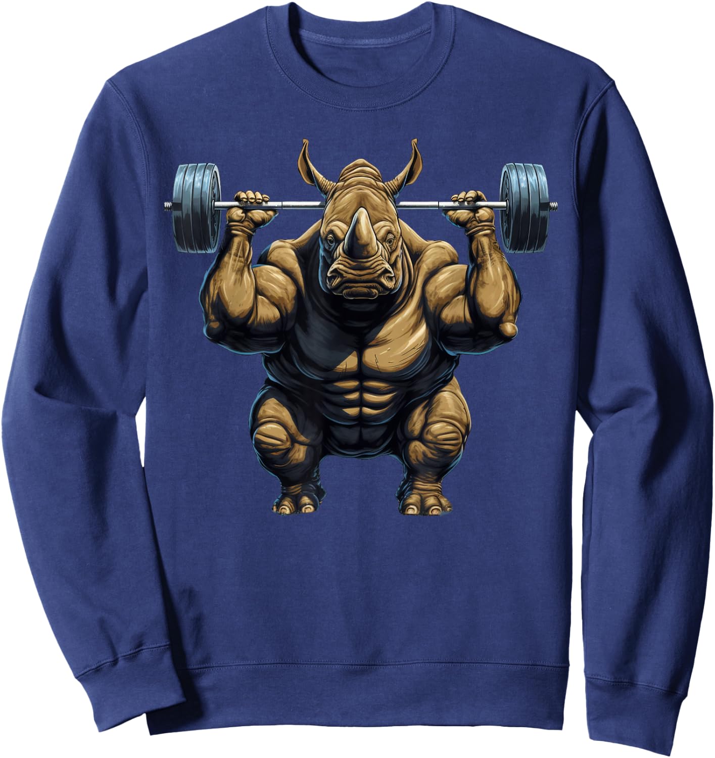 Rhino Powerlifting Weightlifting Rhinoceros Gym Workout Sweatshirt - Sweatshirt | Navy