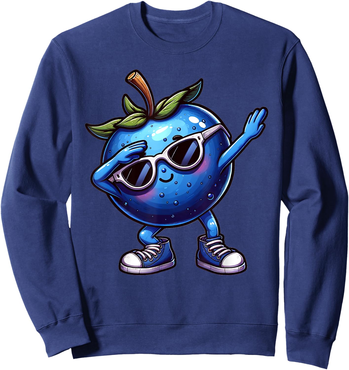Dabbing Blueberry Funny Blue Blueberry Fruit , black Sweatshirt - Sweatshirt | Navy