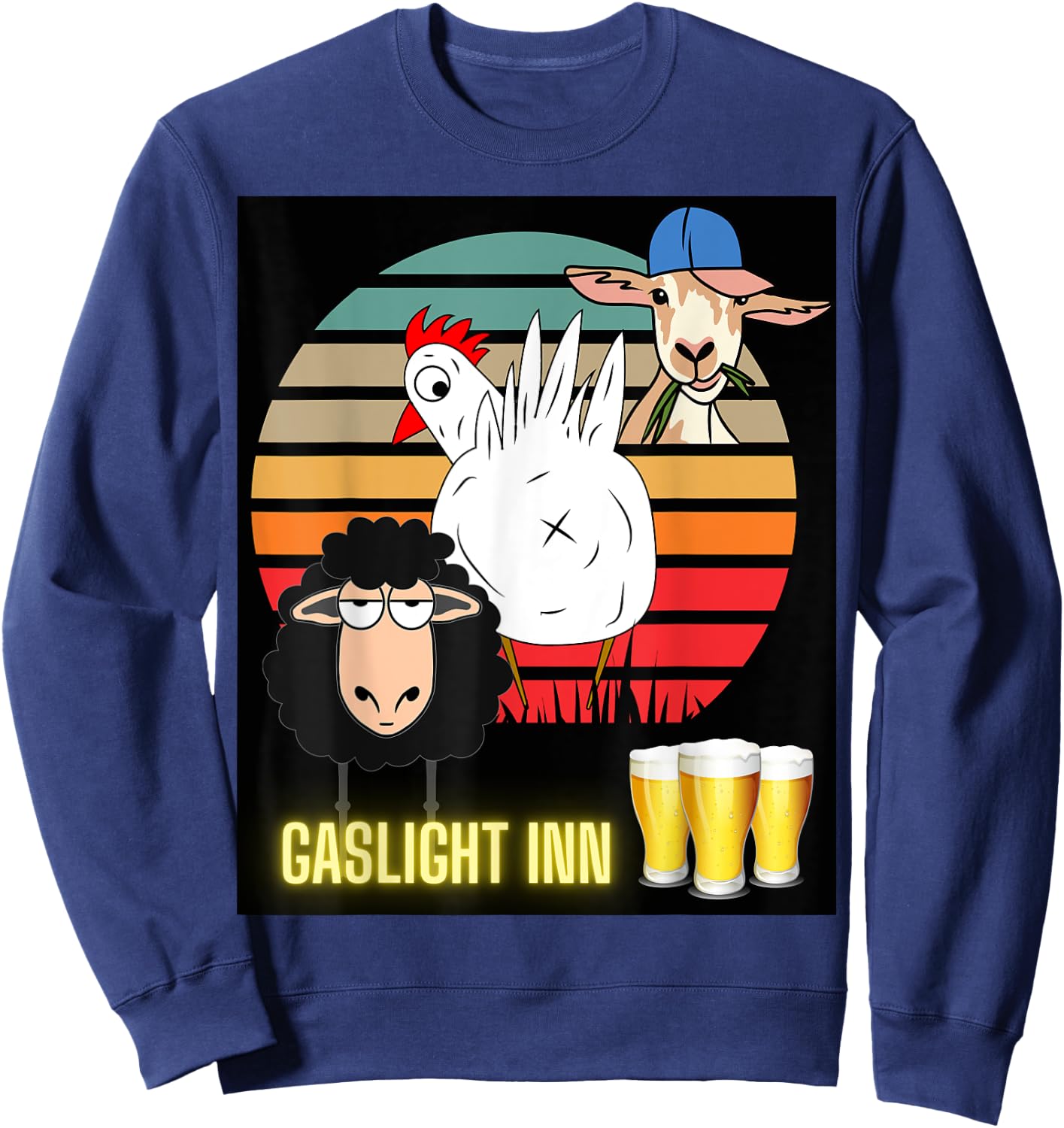 Funny Chicken Butt, Scapegoat & Blacksheep Go To A Beer Pub Sweatshirt - Sweatshirt | Navy