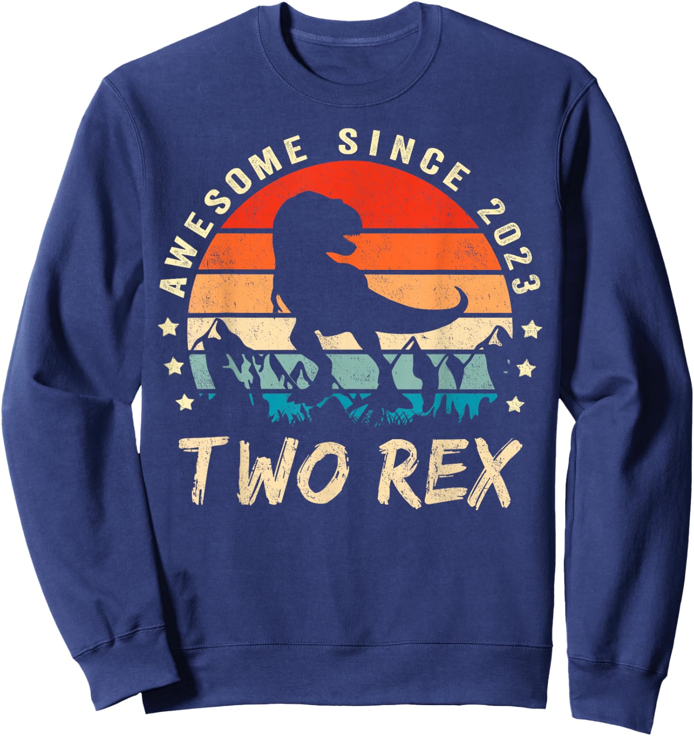 Two Rex 2nd Birthday Gift Second Dinosaur 2 Year Old Sweatshirt - Sweatshirt | Navy