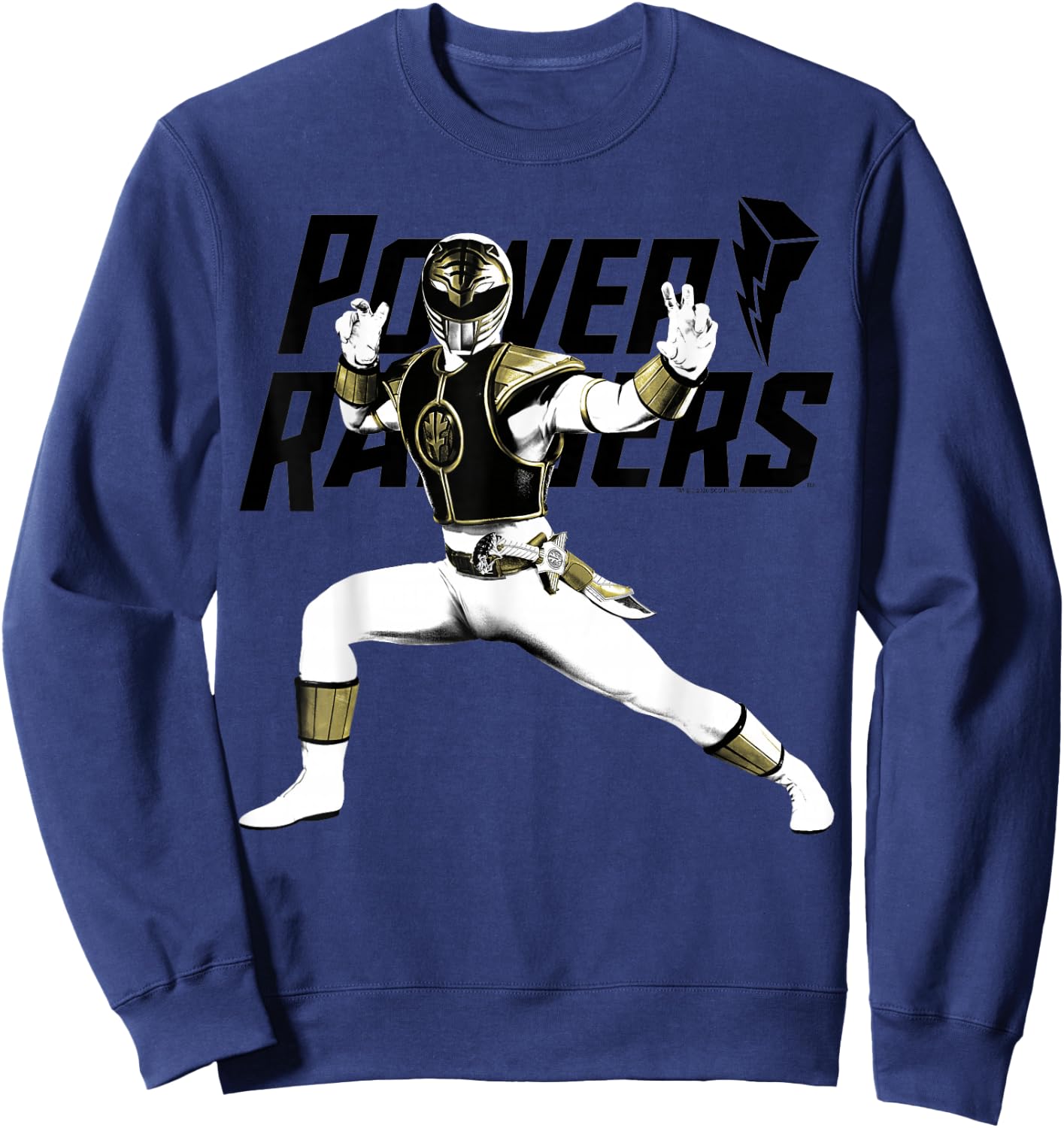 Power Rangers White Ranger Karate Action Pose Logo Sweatshirt - Sweatshirt | Navy