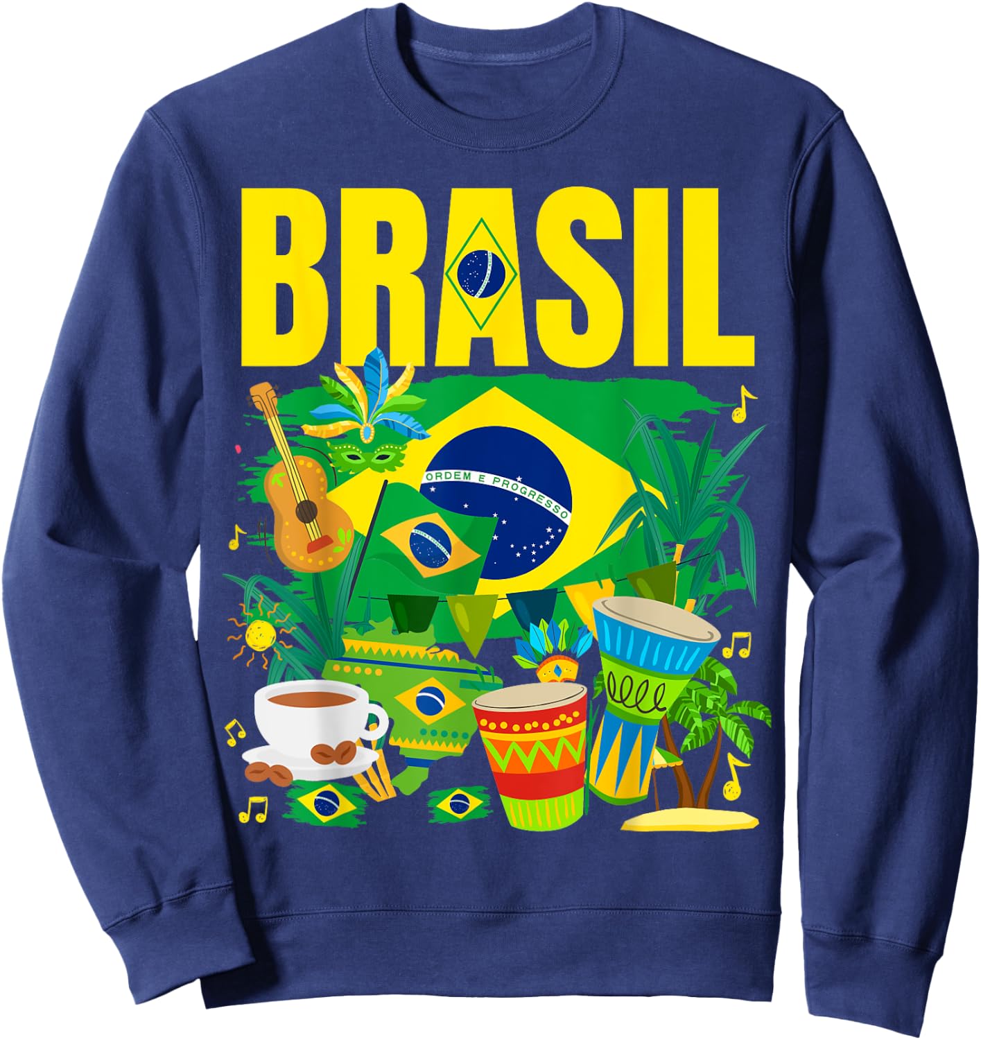 Brazil Flag - Outfit Idea - Brazilian Flag , Black, S Sweatshirt - Sweatshirt | Navy