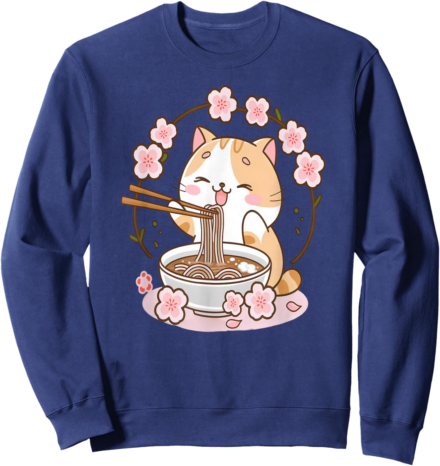 Ramen Cat Anime - Kawaii Clothes Otaku Clothing Manga Sweatshirt - Sweatshirt | Navy