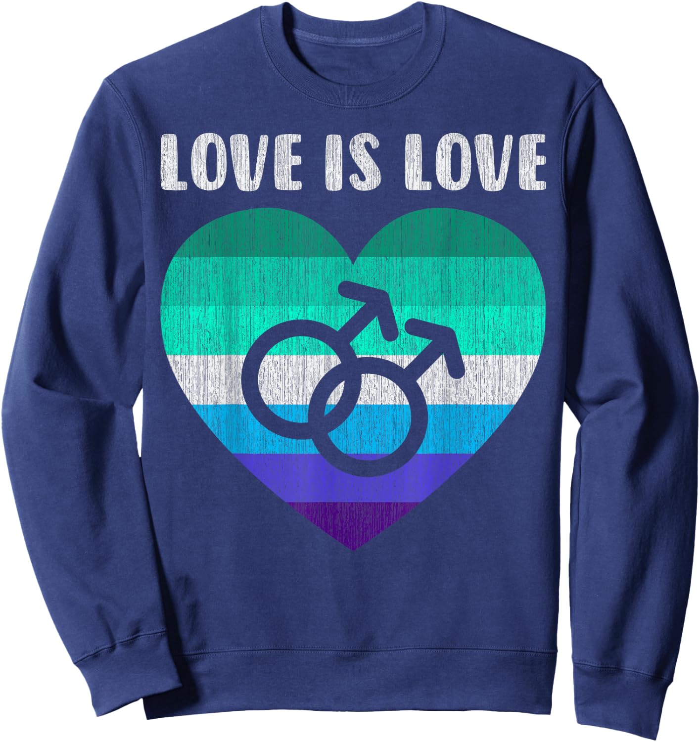Gay Men's Symbol with Heart, Love is Love , black Sweatshirt - Sweatshirt | Navy
