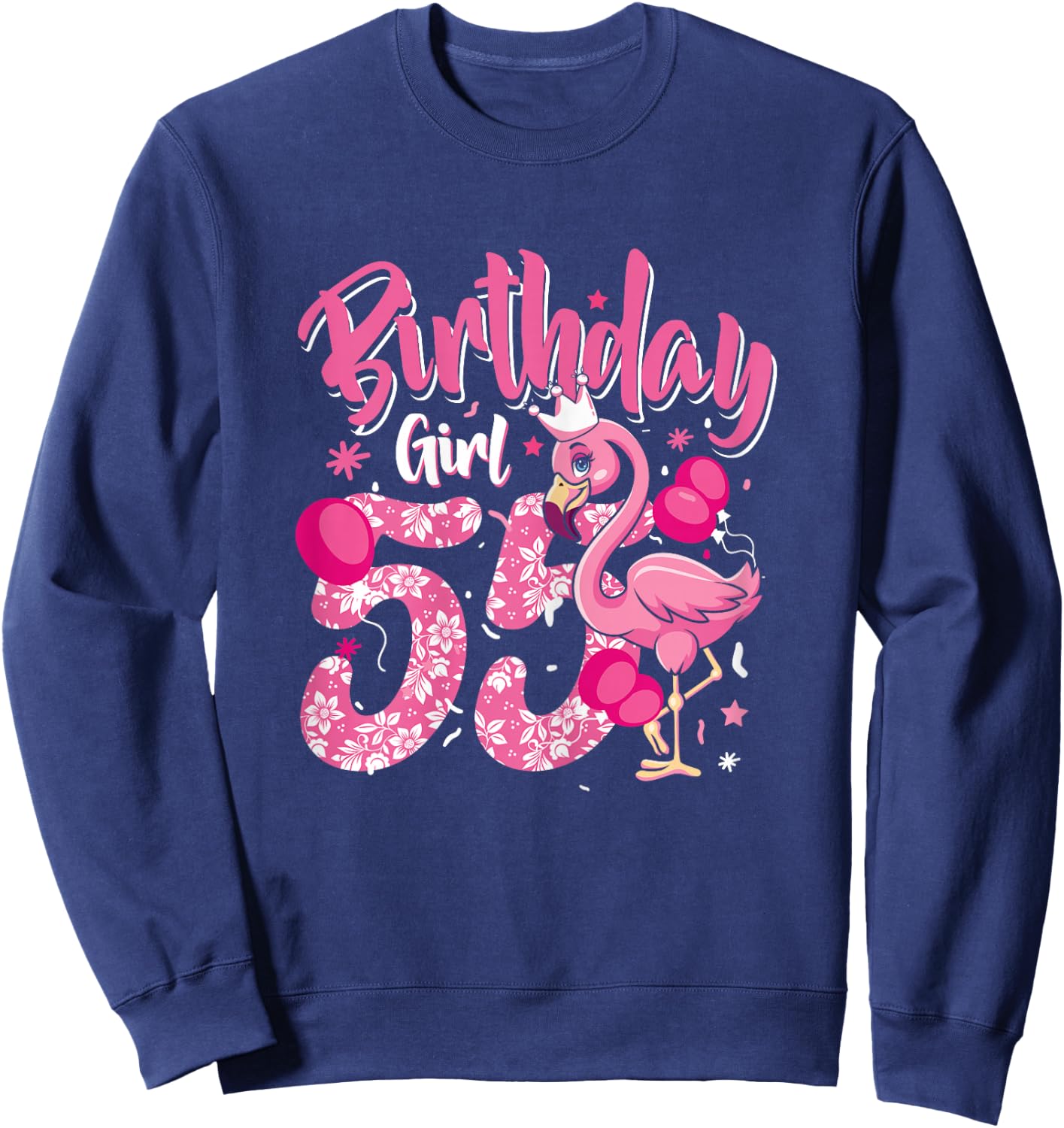 55th Birthday Gift Flamingo Fan 55 Year Old Women 55th Bday Sweatshirt - Sweatshirt | Navy