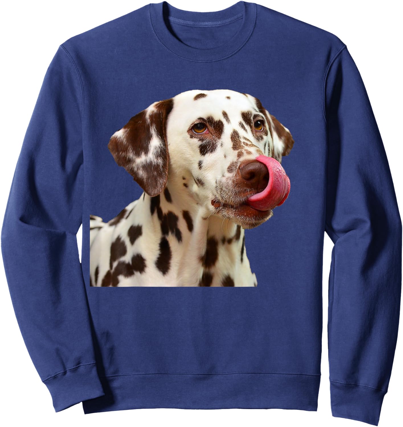 Dalmatian Tongue Licking Funny Cute Liver Color Spots Sweatshirt - Sweatshirt | Navy