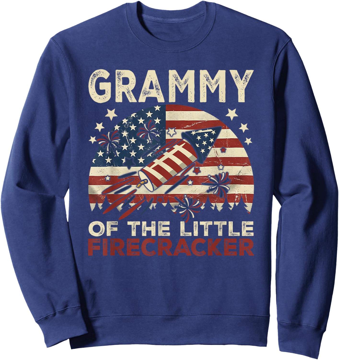 Grammy of The Little Firecracker Fourth of July Birthday Sweatshirt - Sweatshirt | Navy