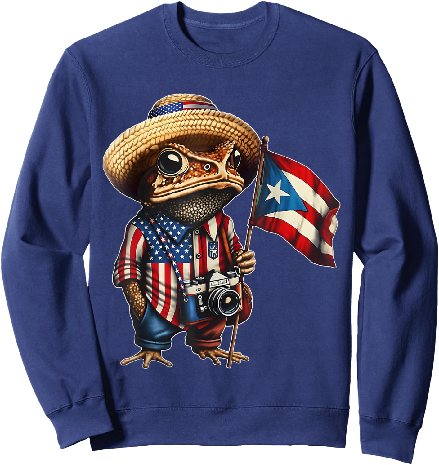 Puerto Rican Flag Boricua Taino Funny Puerto Rico Coqui Sweatshirt - Sweatshirt | Navy