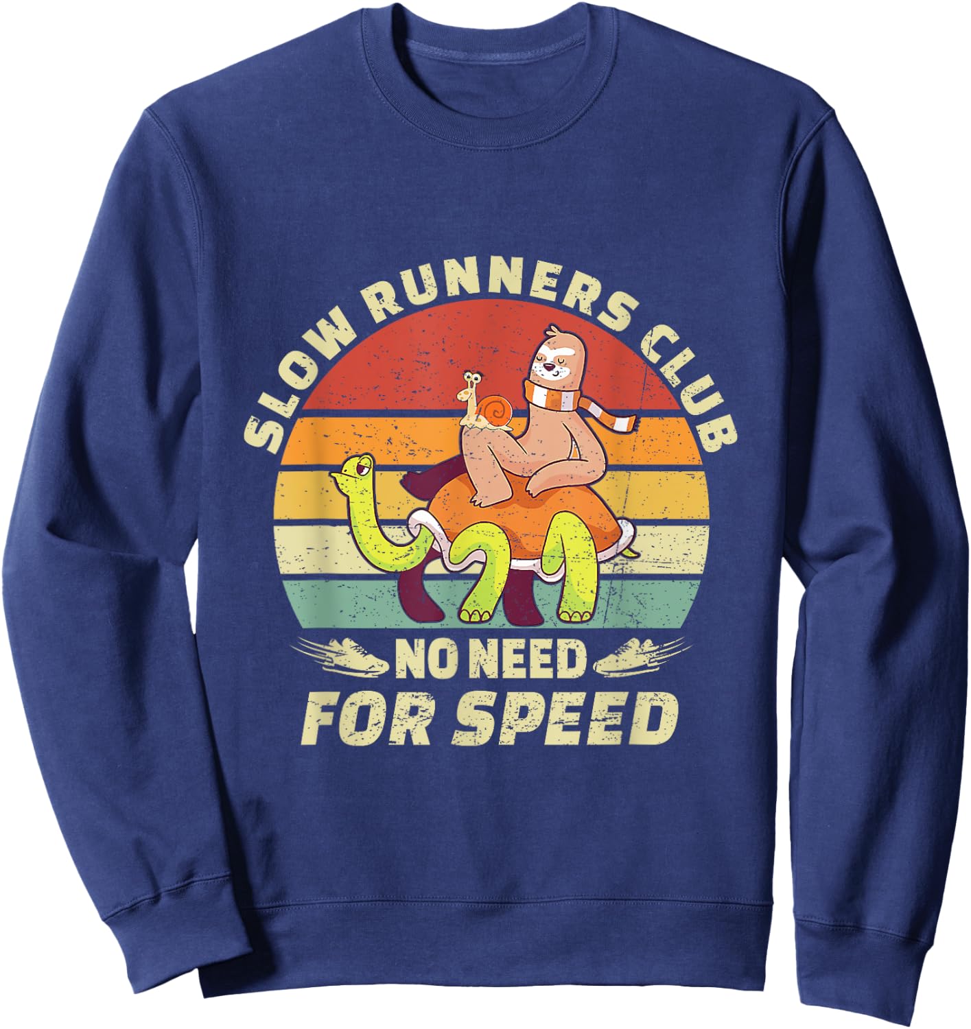 Retro Vintage Slow Runners Club Funny Sloth Running Team Sweatshirt - Sweatshirt | Navy