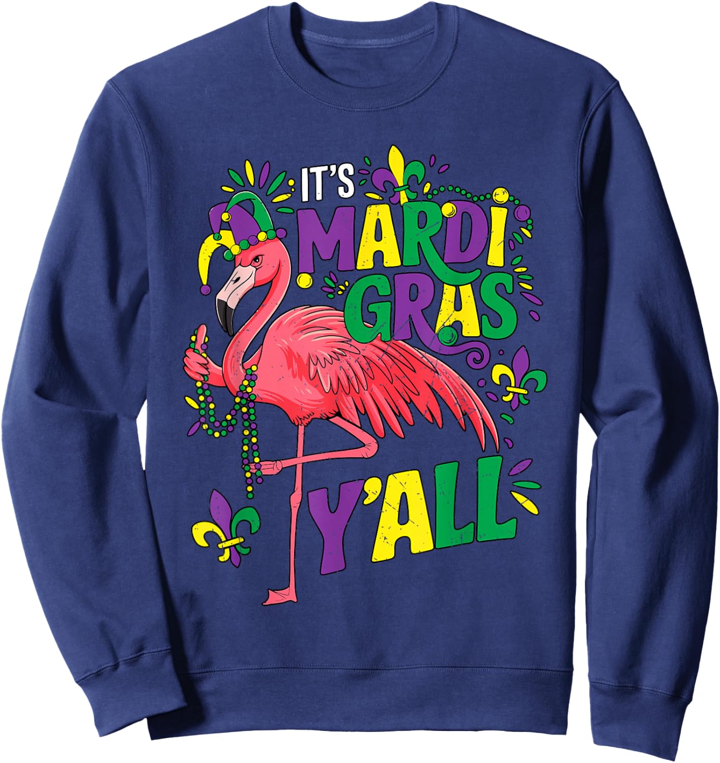 Funny Flamingo Mardi Gras Carnival Party Outfit Kids Sweatshirt - Sweatshirt | Navy