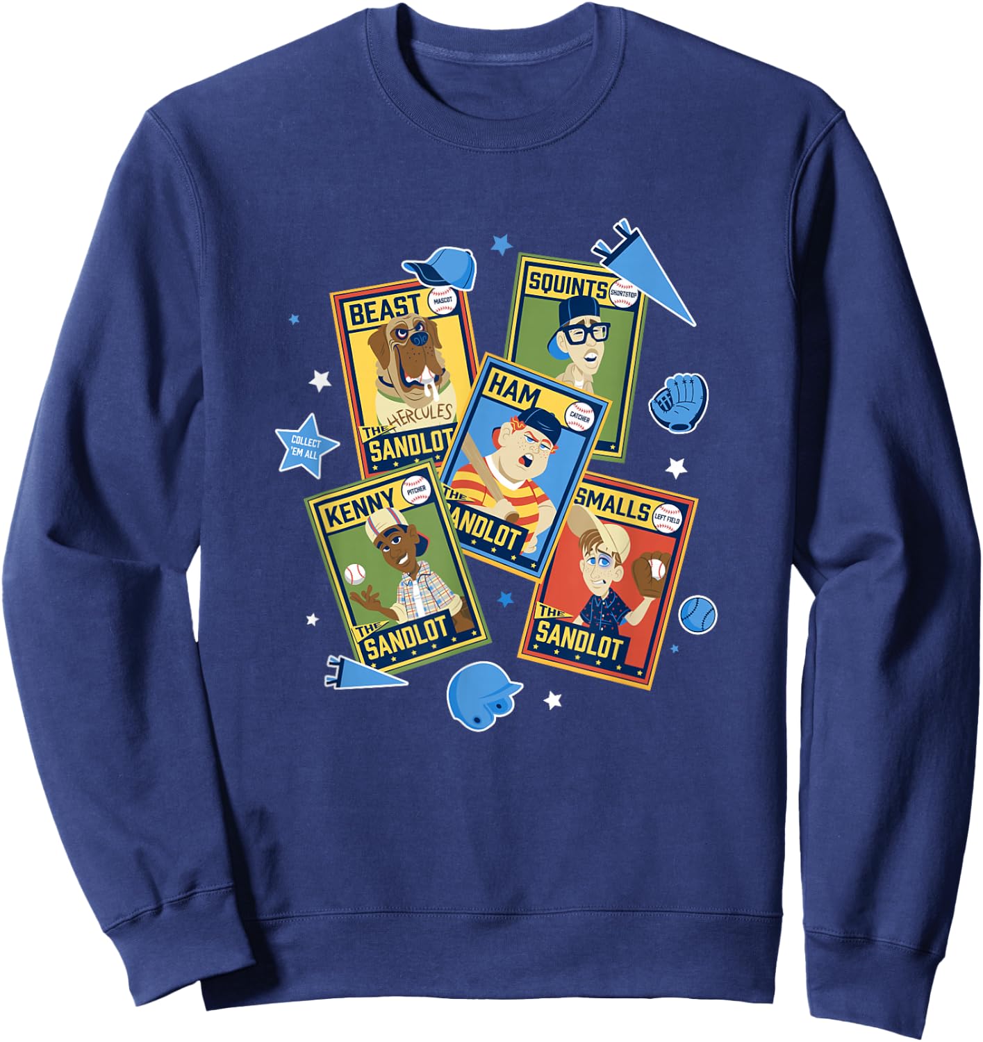 The Sandlot Character Trading Cards Collect Em All Sweatshirt - Sweatshirt | Navy