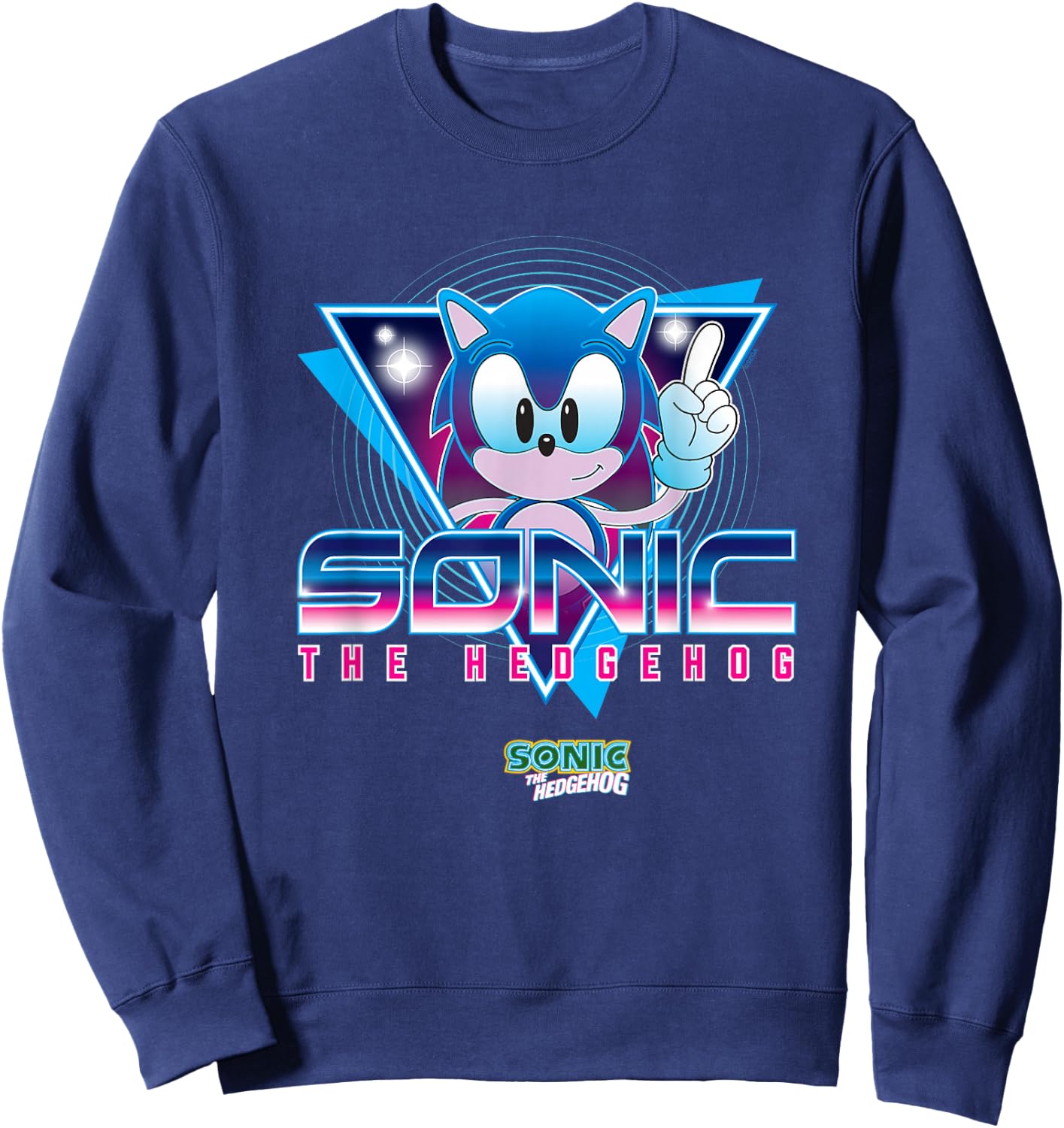 Sonic The Hedgehog Sonic Retro Neon Logo Sweatshirt - Sweatshirt | Navy