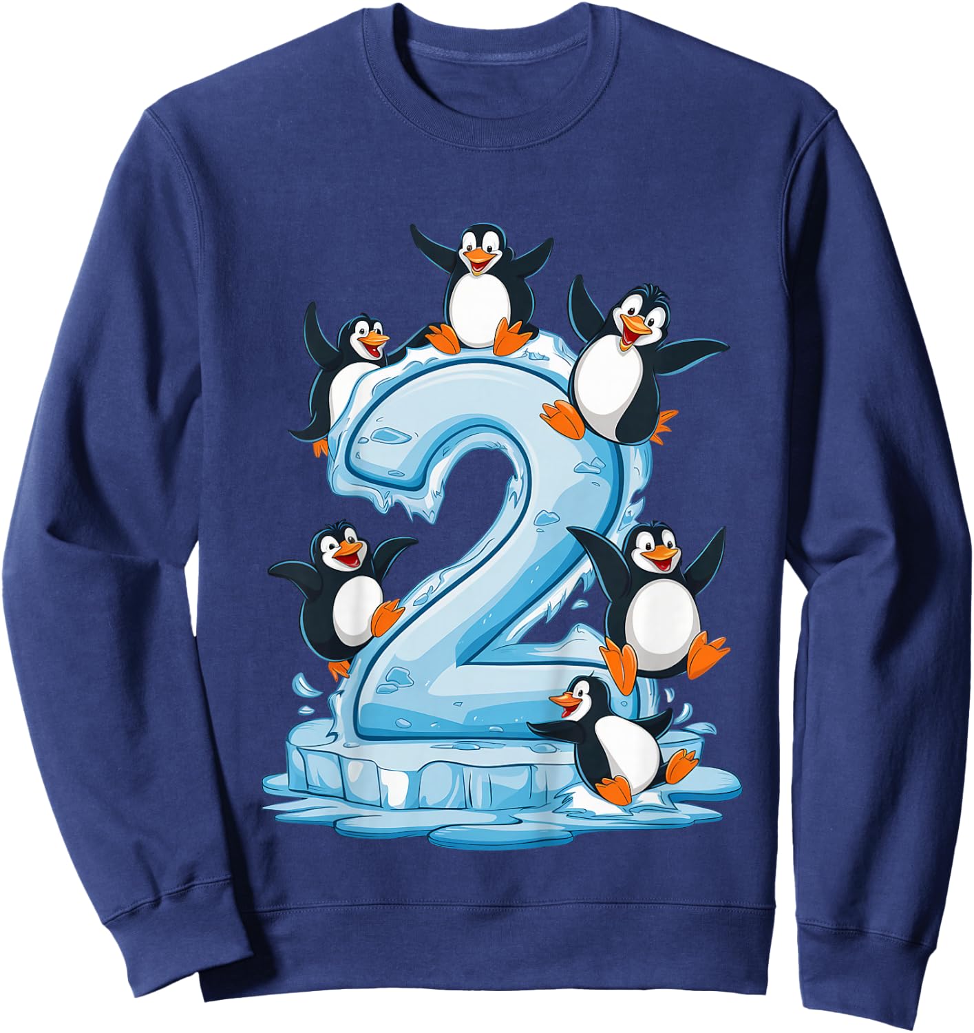 Kids Penguins 2nd Birthday Boys Girls 2 Years Penguin , black Sweatshirt - Sweatshirt | Navy