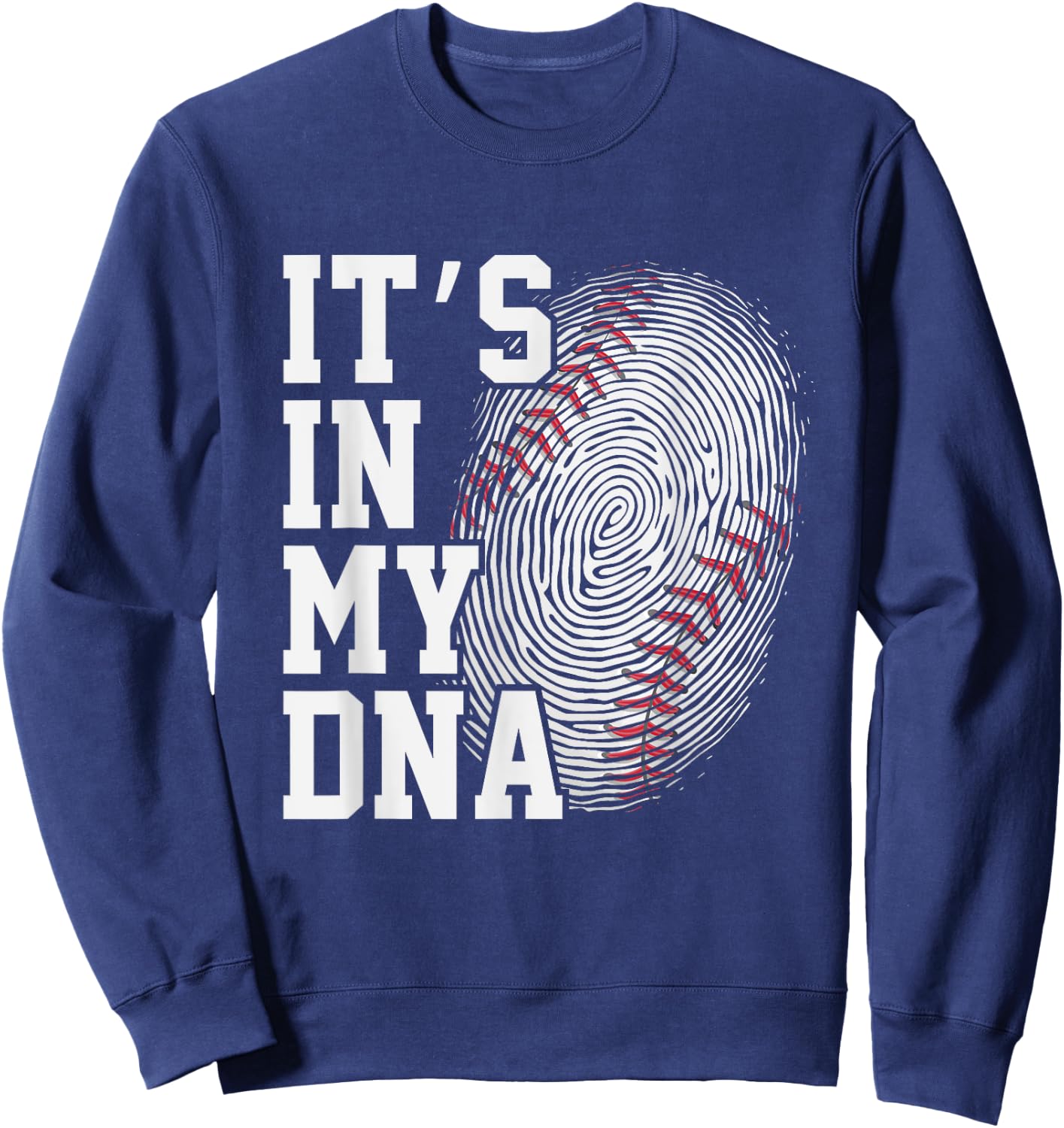 Baseball It's In My DNA Men Women Kids Fingerprint Vintage Sweatshirt - Sweatshirt | Navy