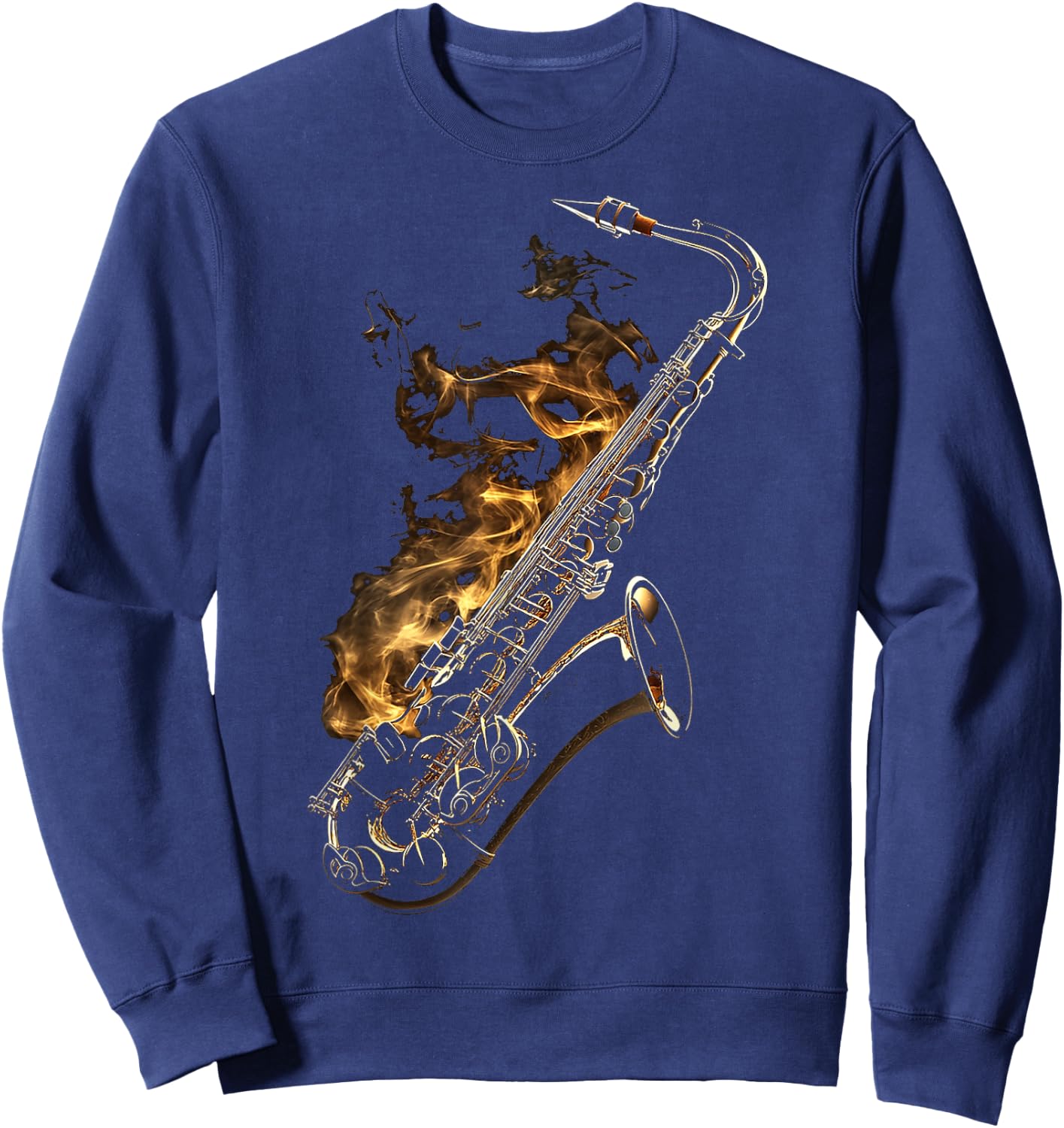 Saxophone Music Instrument Motif Illustration Saxophone Sweatshirt - Sweatshirt | Navy