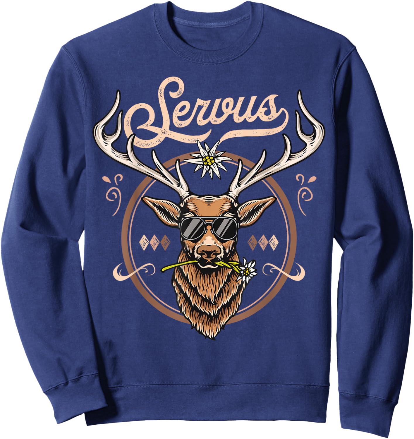 Passend für Oktoberfest Herren Trachtenshirt Servus Trachten Sweatshirt - Sweatshirt | Navy